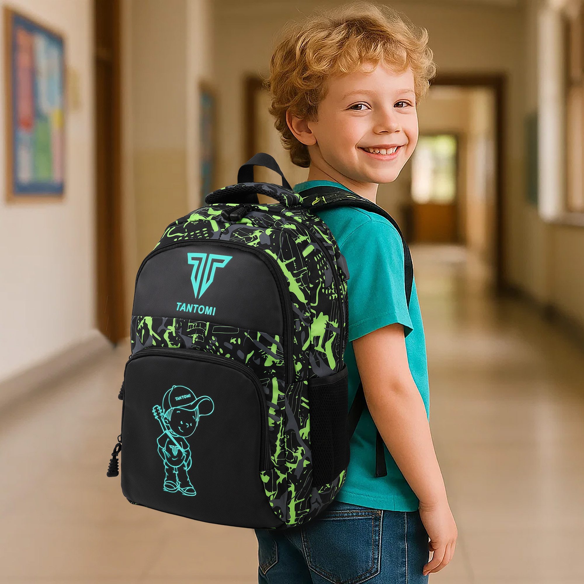 TAN.TOMI Schulrucksack Jungen Schulrucksack teenager schulranzen Jugendliche Daypacks, Reflektierender Wasserdicht Outdoor Camping Groß rucksack