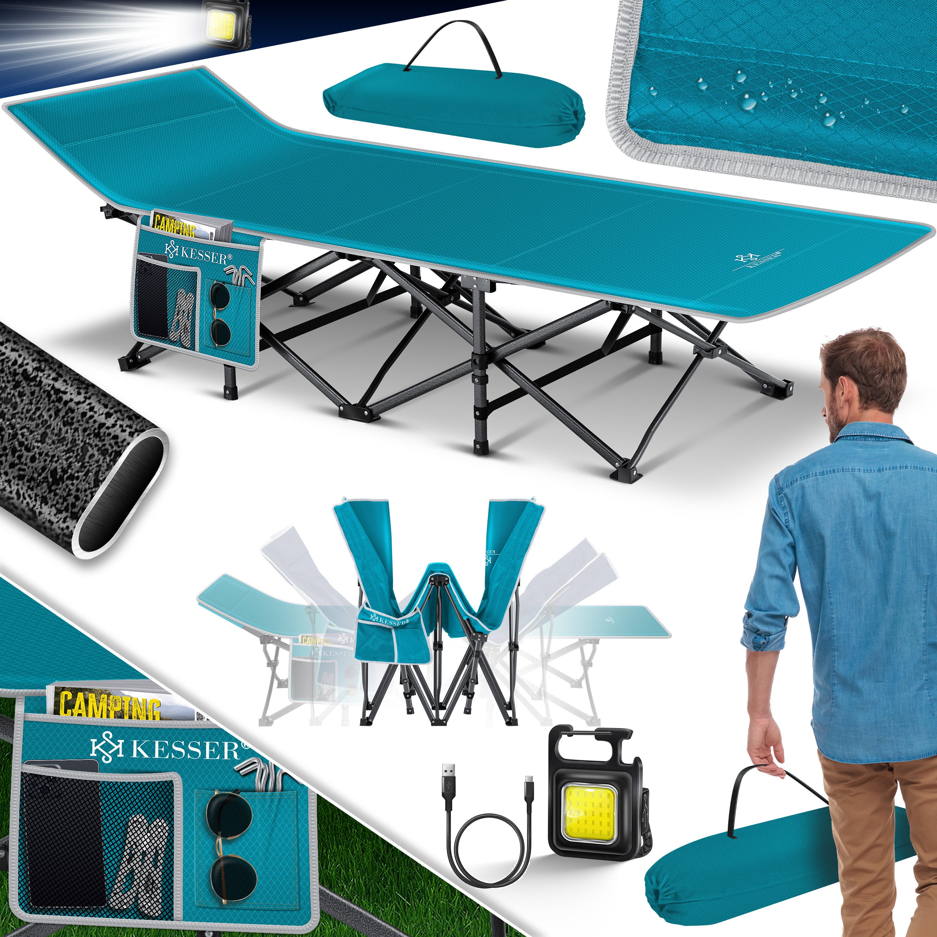 KESSER Campingliege Campingbett Feldbett Klappbar Klappbett günstig online kaufen