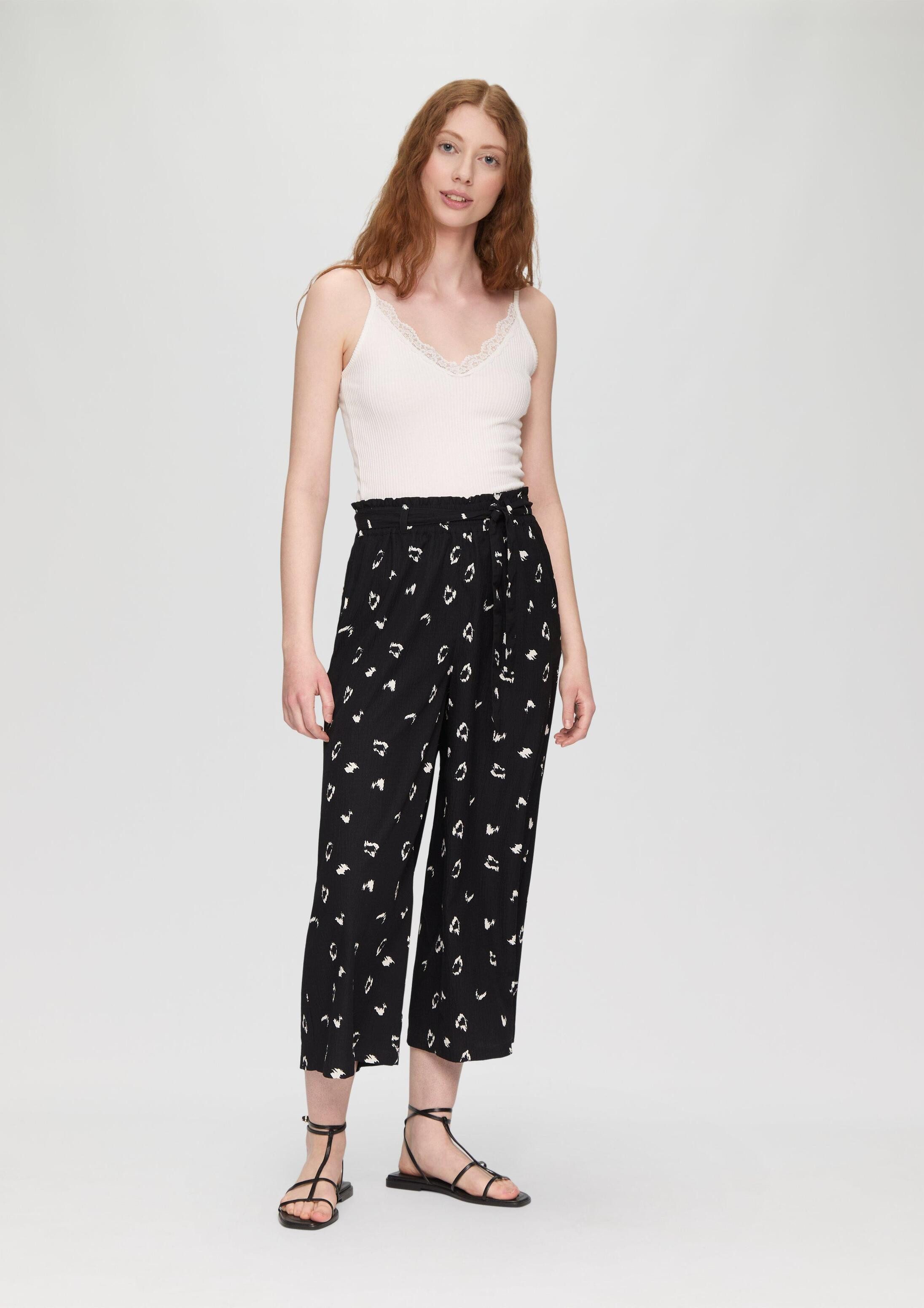 QS Culotte Hose Gemusterte Hose mit Bindeband
