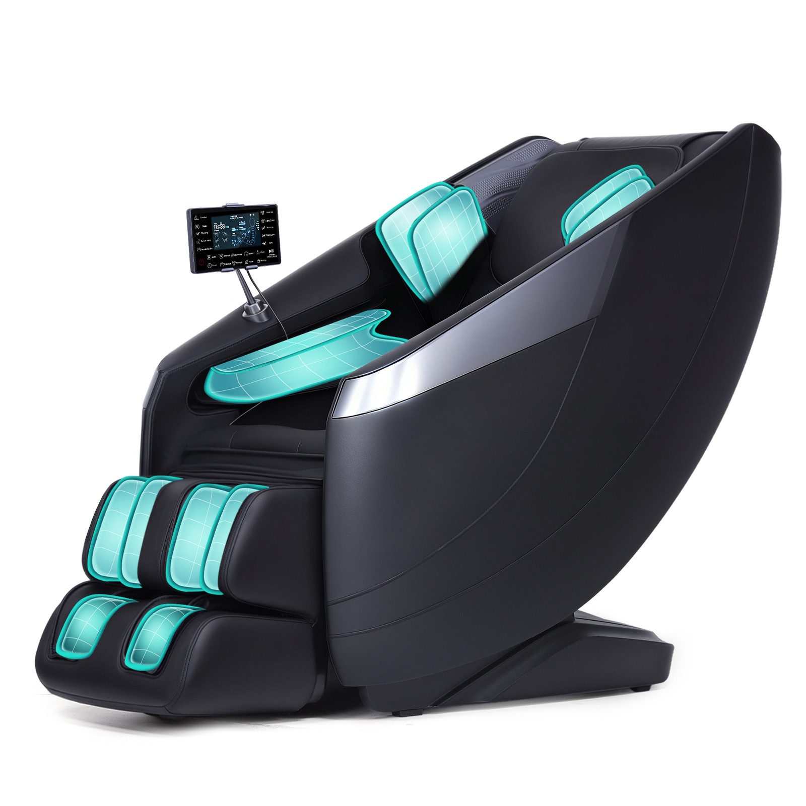 HealthRelife Massagesessel 3D mit 135 cm langer SL-Schiene & automatischem Körperscan (1-St), 28 Luftkammern, Rückenheizung, Touchscreen & Bluetooth