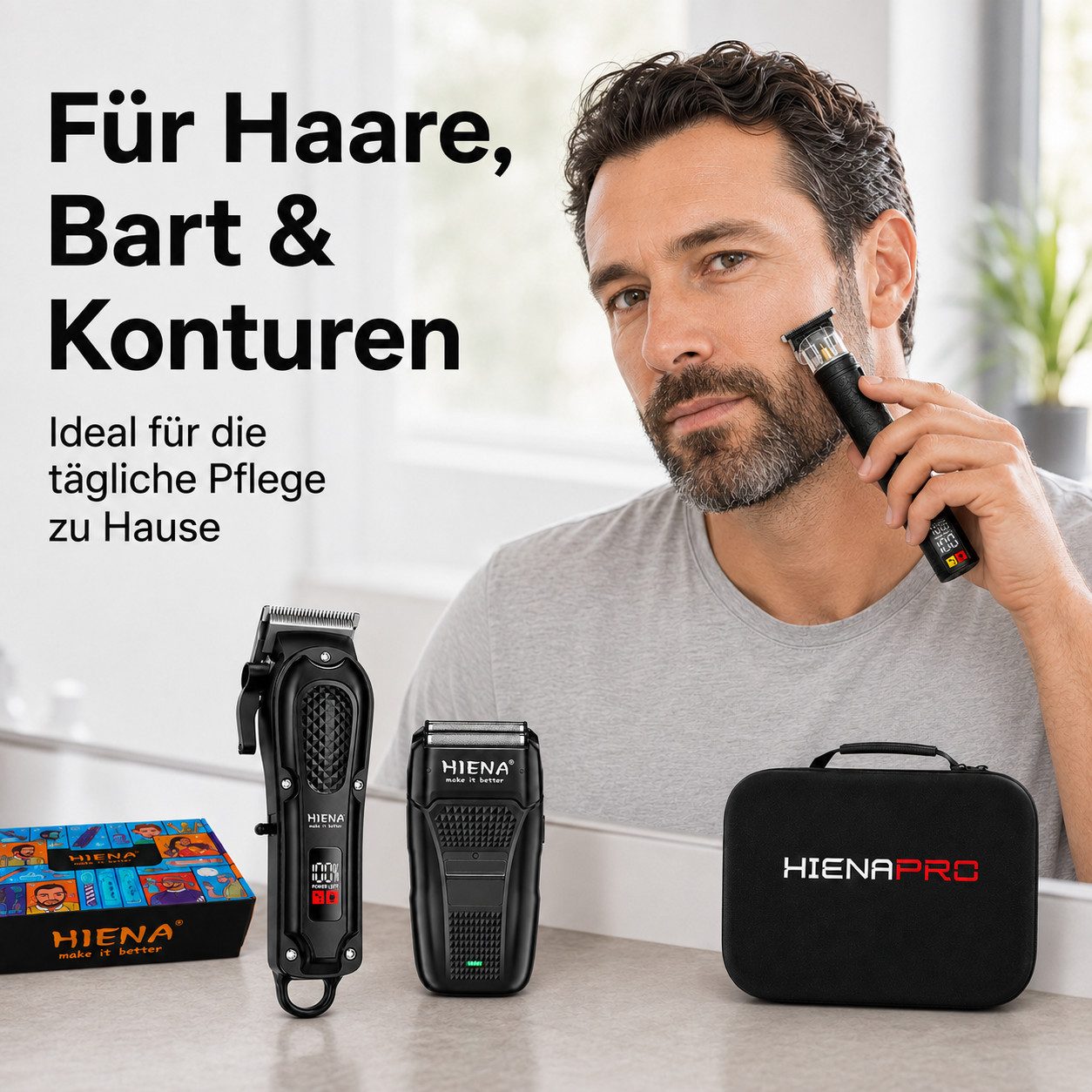 Toomoke Haarschneider für Herren, Barttrimmer, Elektrorasierer, Grooming Set, Haarschneidemaschine, Körperrasierer, Friseurset für Zuhause & Salon, 3-in-1, 3 Di – Bild 5 von 5