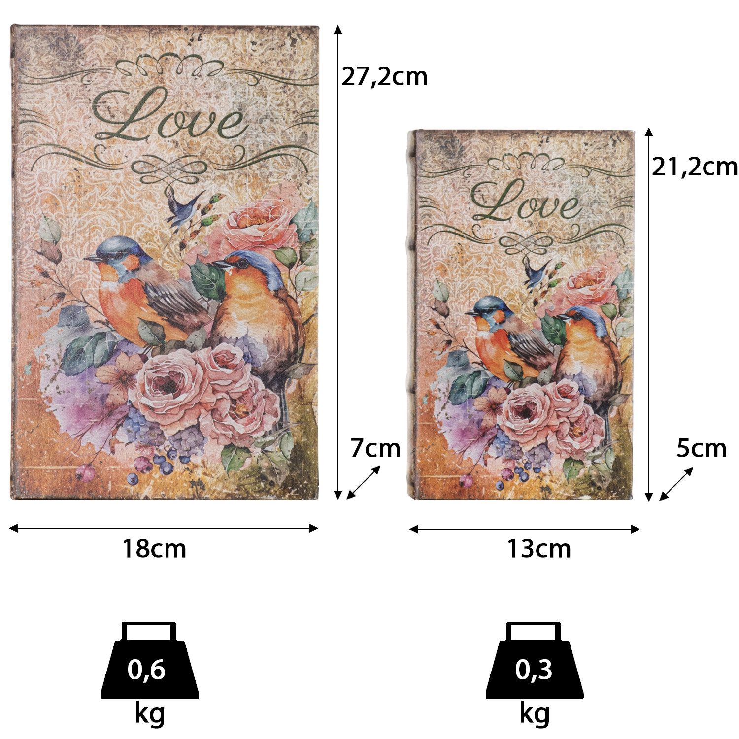 Moritz Etui Buchhüllen Set Vintage Deko Blumen Vögel