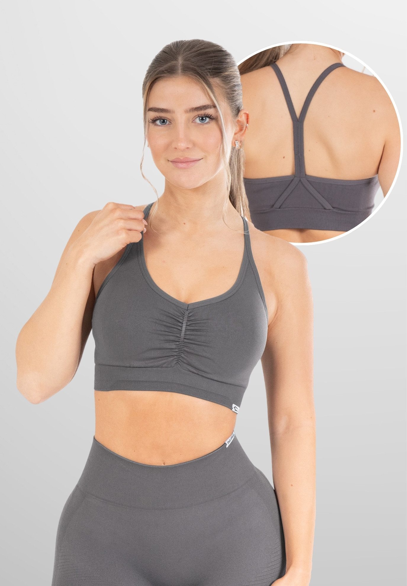 Smilodox Sport-BH Solid Scrunch, Ohne Bügel, Shaped Fit Yoga Bra, V-Ausschn günstig online kaufen