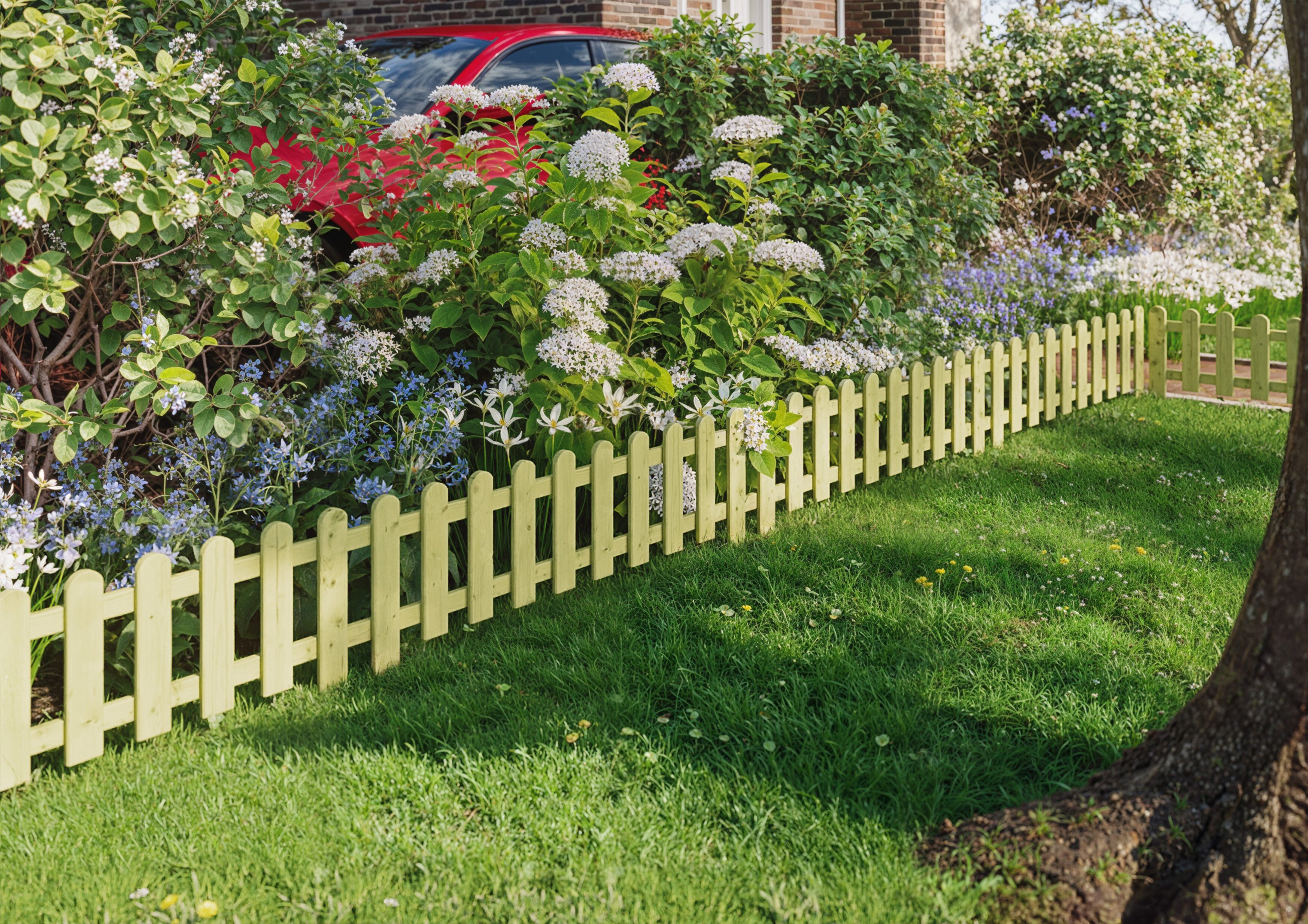 KONIFERA Beetbegrenzung aus kesseldruckimprägniertem Kiefernholz, Mini-Beetgrenze 120x50 cm