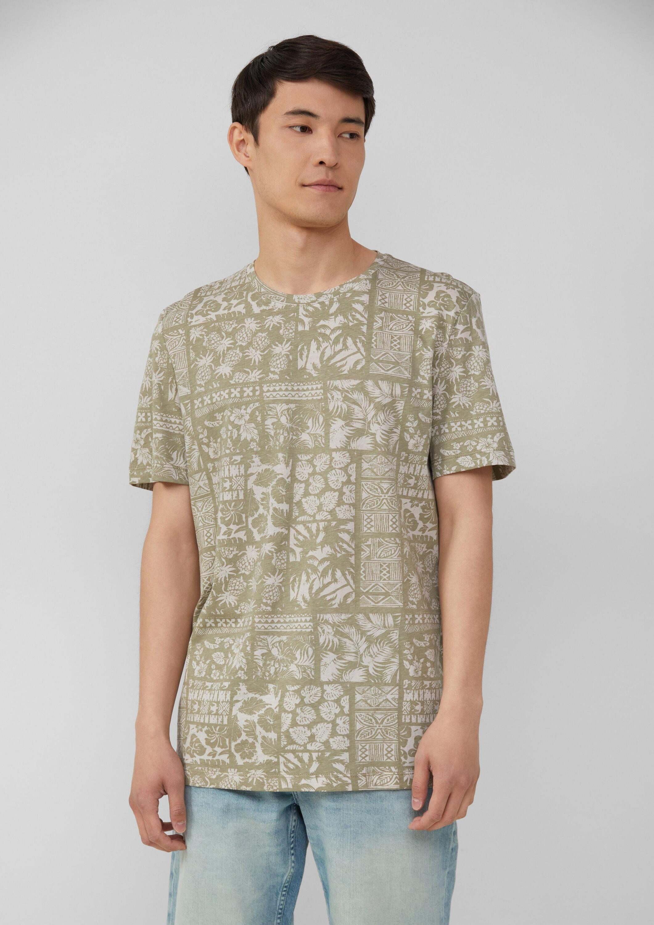 s.Oliver Kurzarmshirt T-Shirt Baumwoll-T-Shirt mit All-over-Print günstig online kaufen