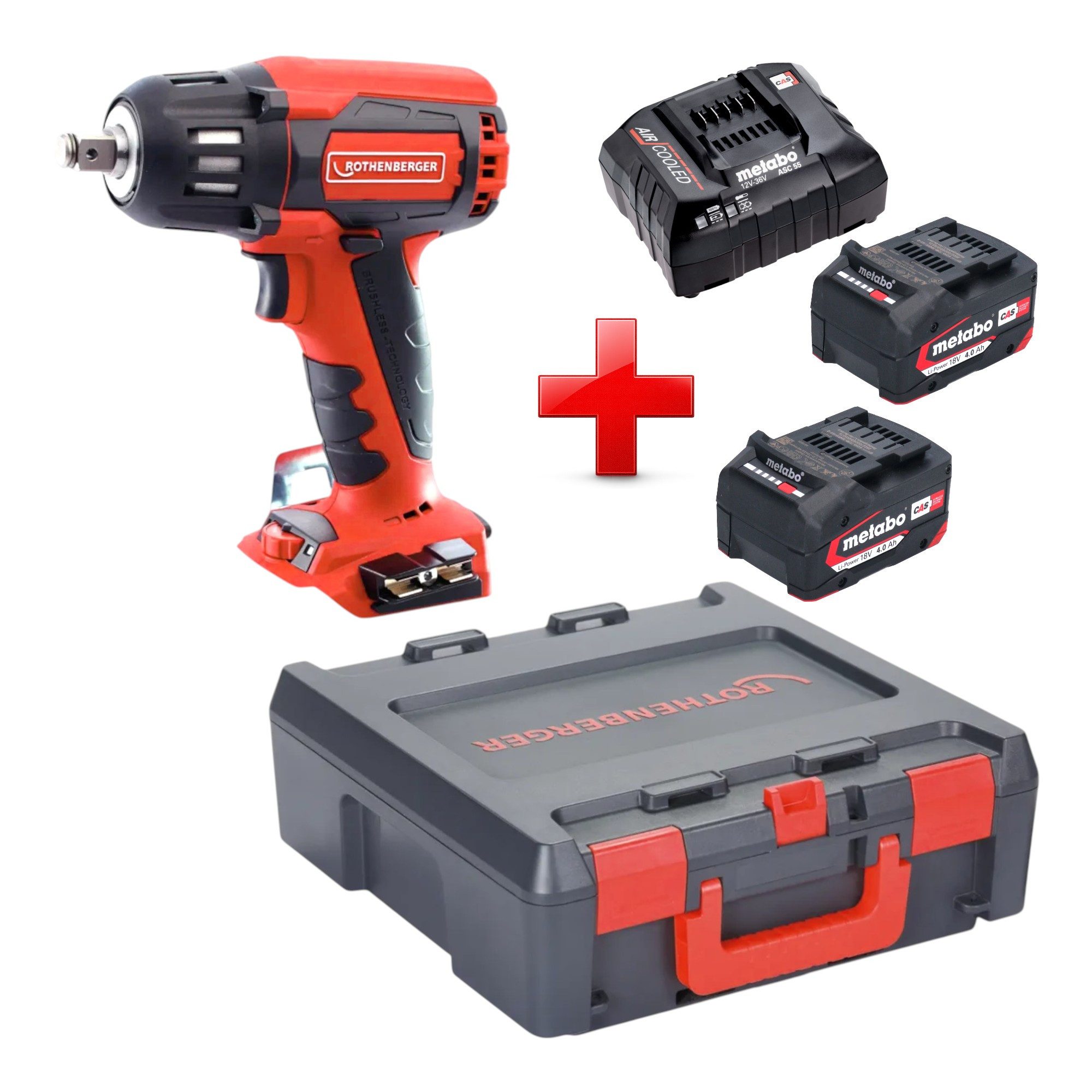 Rothenberger Akku-Schlagschrauber RO ID400 18V 400Nm Brushless + 2x Akku 4,0Ah + Ladegerät + Rocase