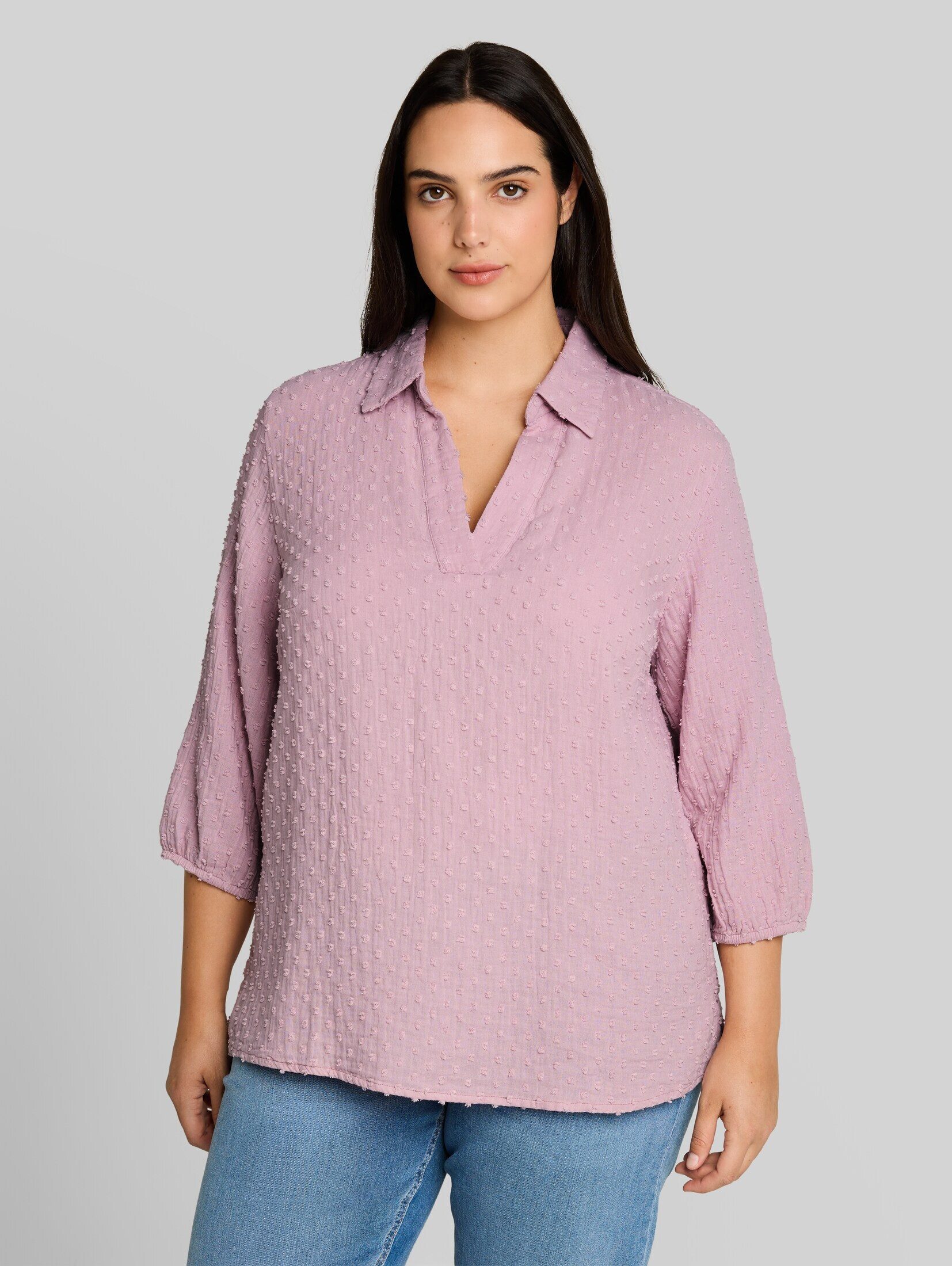 TOM TAILOR PLUS Langarmbluse Blusen & Shirts Plus Size - Bluse aus Baumwolle
