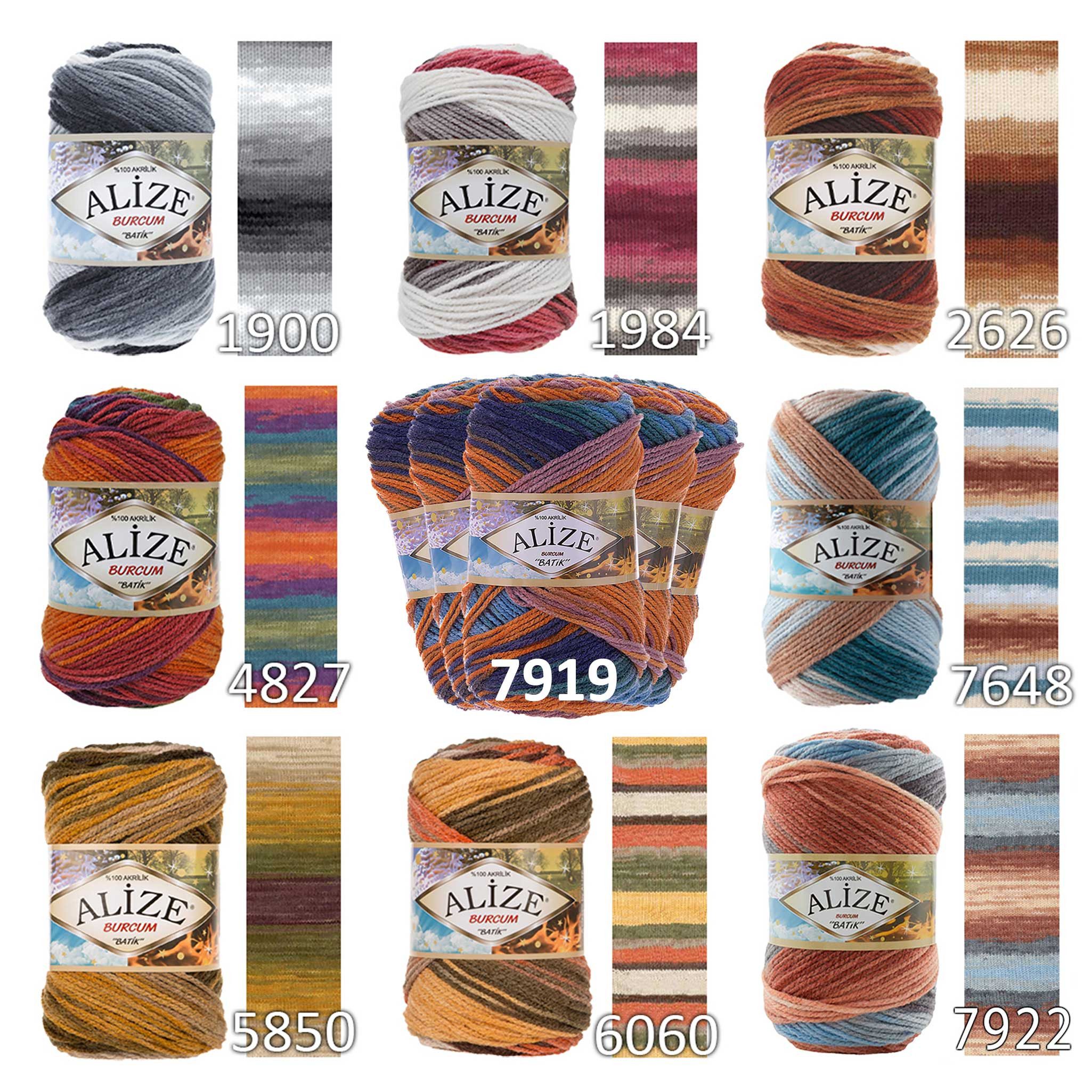 Alize 500g Strickgarn ALIZE BURCUM Batik Wolle Winter Handstrickgarn Effektgarn, 1050 m (Paket, 5-St), 7922 Gebirgsbach