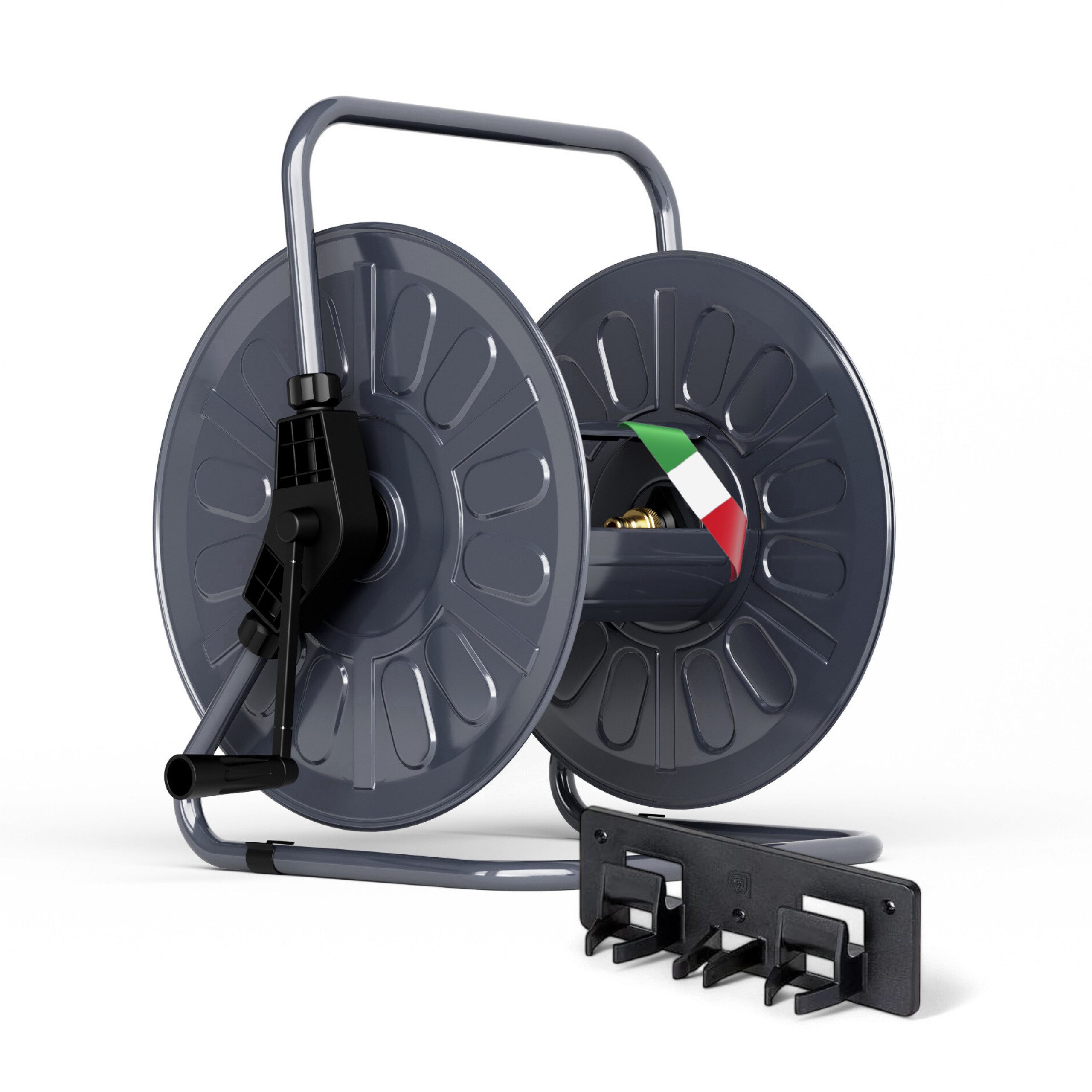 LIVLIG Schlauchtrommel Metall für bis zu 50m Schlauch, Schlauchaufbewahrung, Schlauchhalter, (Schlauchtrommel inkl. Wandhalterung), Wandmontage oder Bodenplatzierung, bei Nutzung flexibel platzierbar
