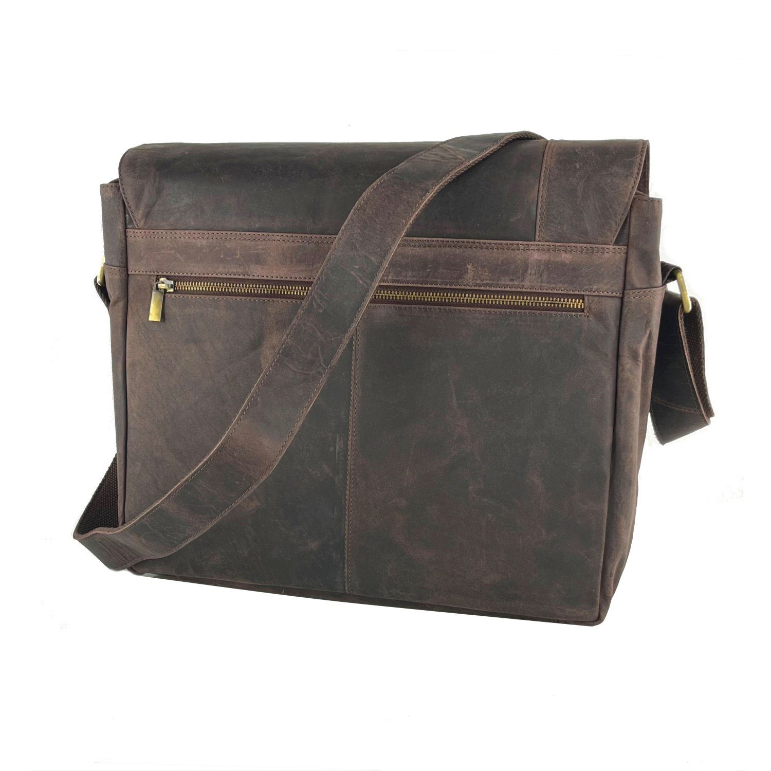 Buffalo Hill Aktentasche >2474< elegante Laptoptasche aus reinem Büffelleder, Organizer, Herren Umhängetasche in braun