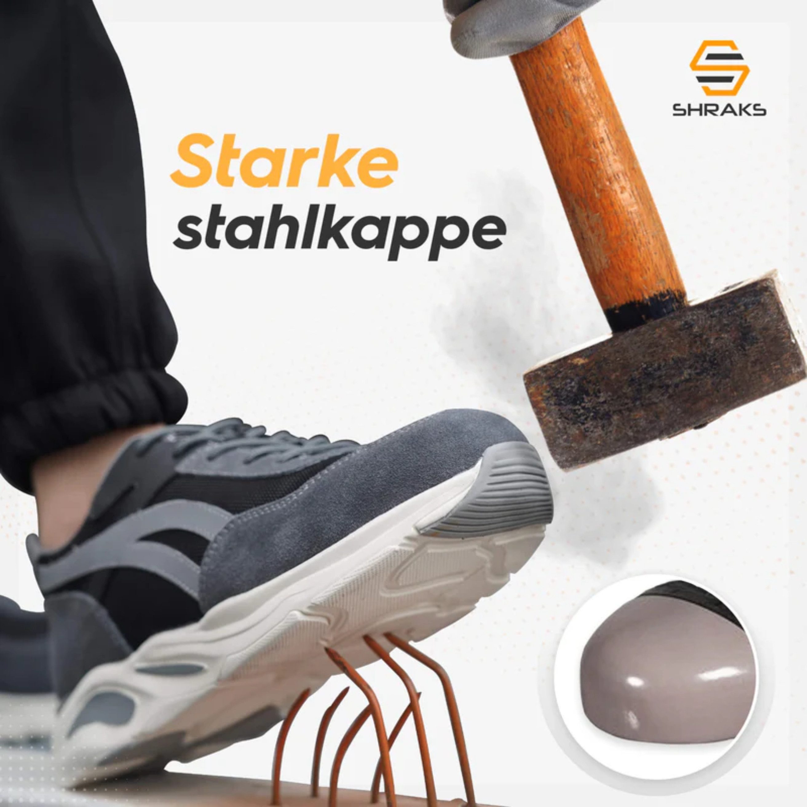 Shraks Nova Sicherheitsschuhe Bequem, Stahlkappe, Rutschfest,ISO20345 Arbeitsschuh