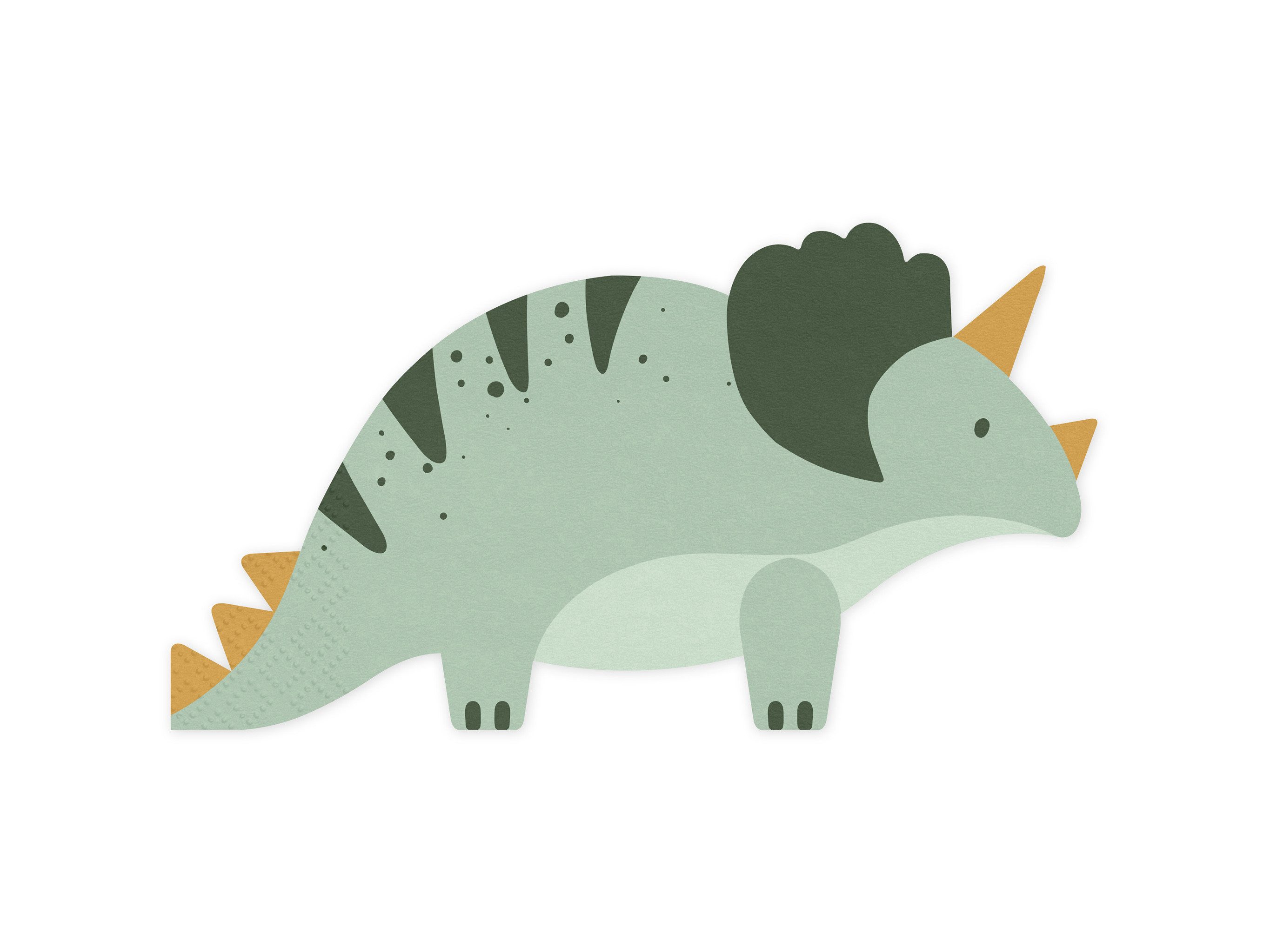 partydeco Papierserviette, Servietten Dinosaurier 18x10cm Triceratops 12 Stück Grün