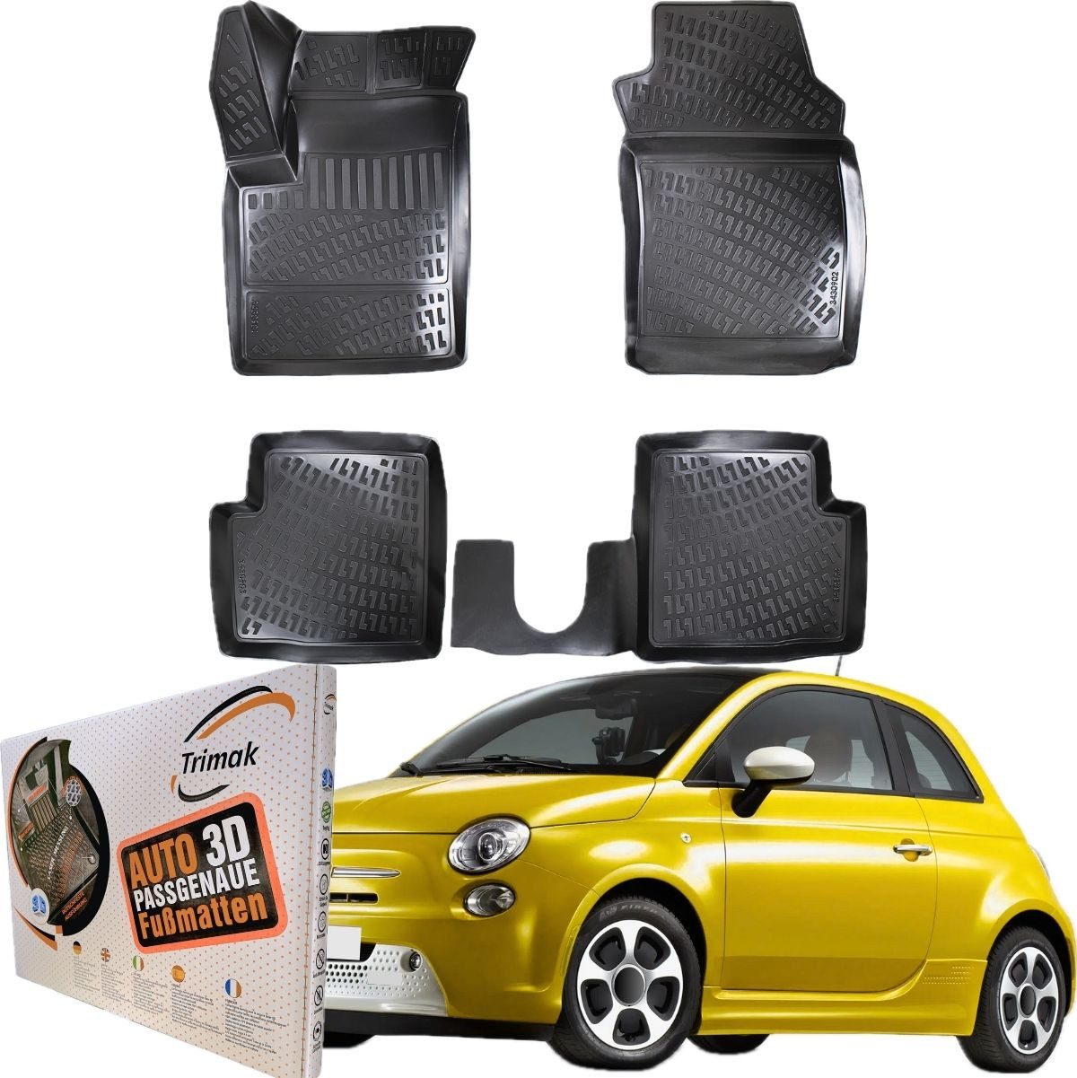 Passform-Fußmatten Oder Kofferraumwanne Oder Set kompatibel mit Fiat 500