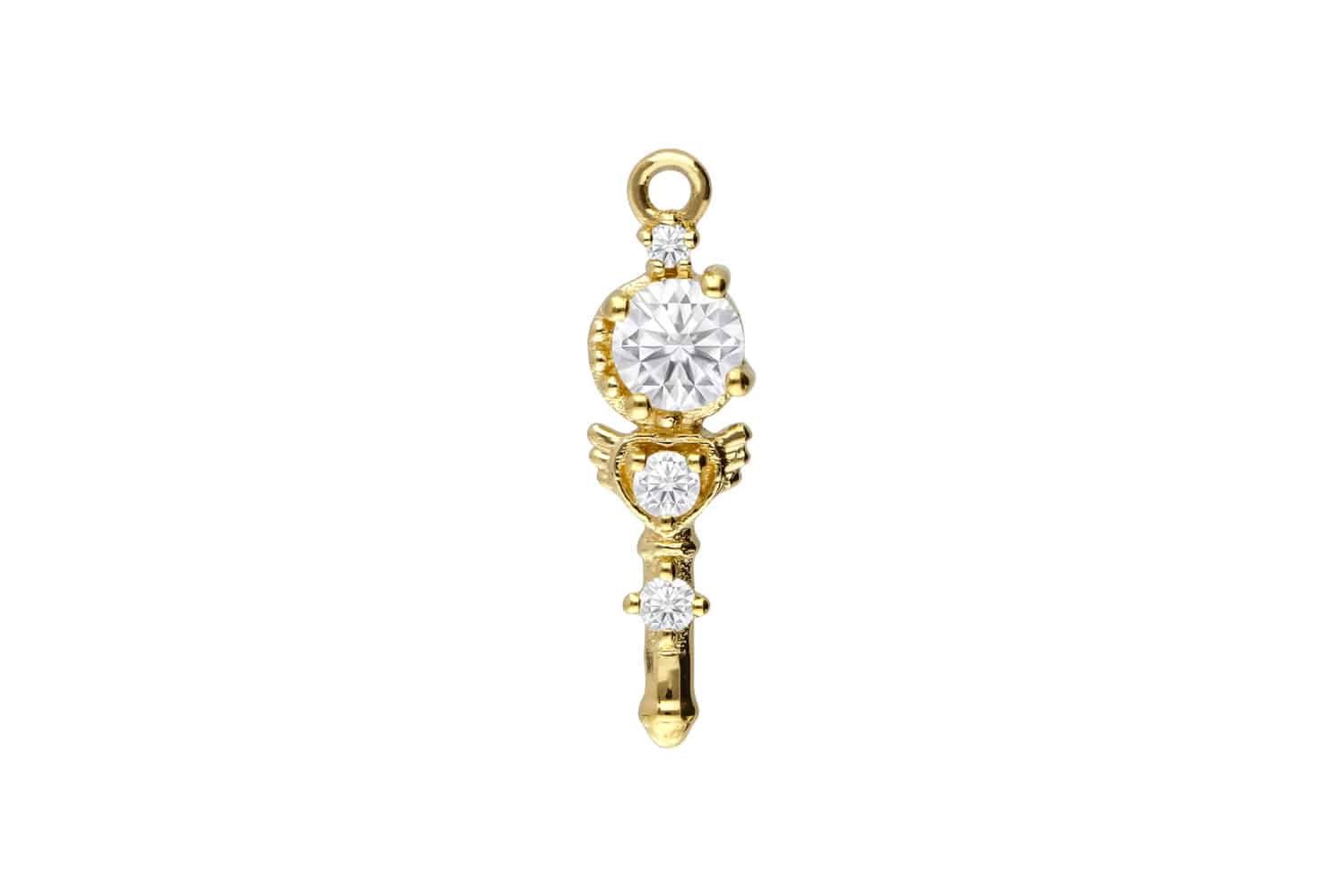 Piercing-Set 18 Karat Gold Anhänger für Clicker MOISSANIT-STAB