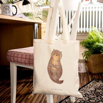 Mr. & Mrs. Panda Tragetasche Otter Muschel - Transparent - Geschenk, Einkaufstasche, Jutebeutel, B (1-tlg), Lange Tragegriffe