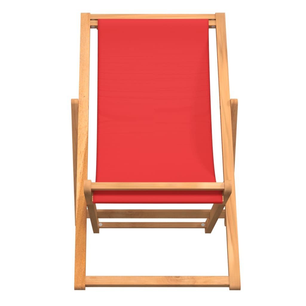 furnicato Klappstuhl Strandstuhl aus Naturholz mit Stoff, 56 x 105 x 96 cm, Rot (1 St)