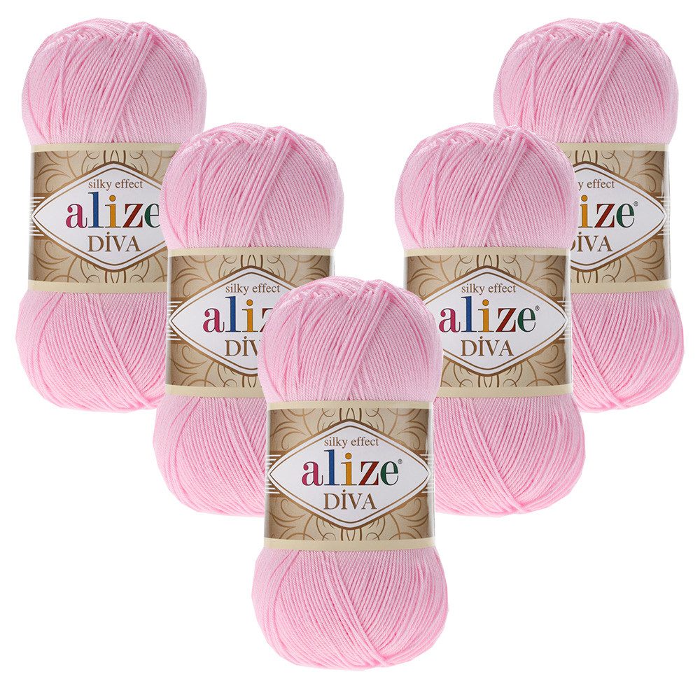 Alize 5 x ALIZE Diva Häkelwolle, 350 m, Spitze,Acrylgarn,Seideneffekt,Häkelkunst