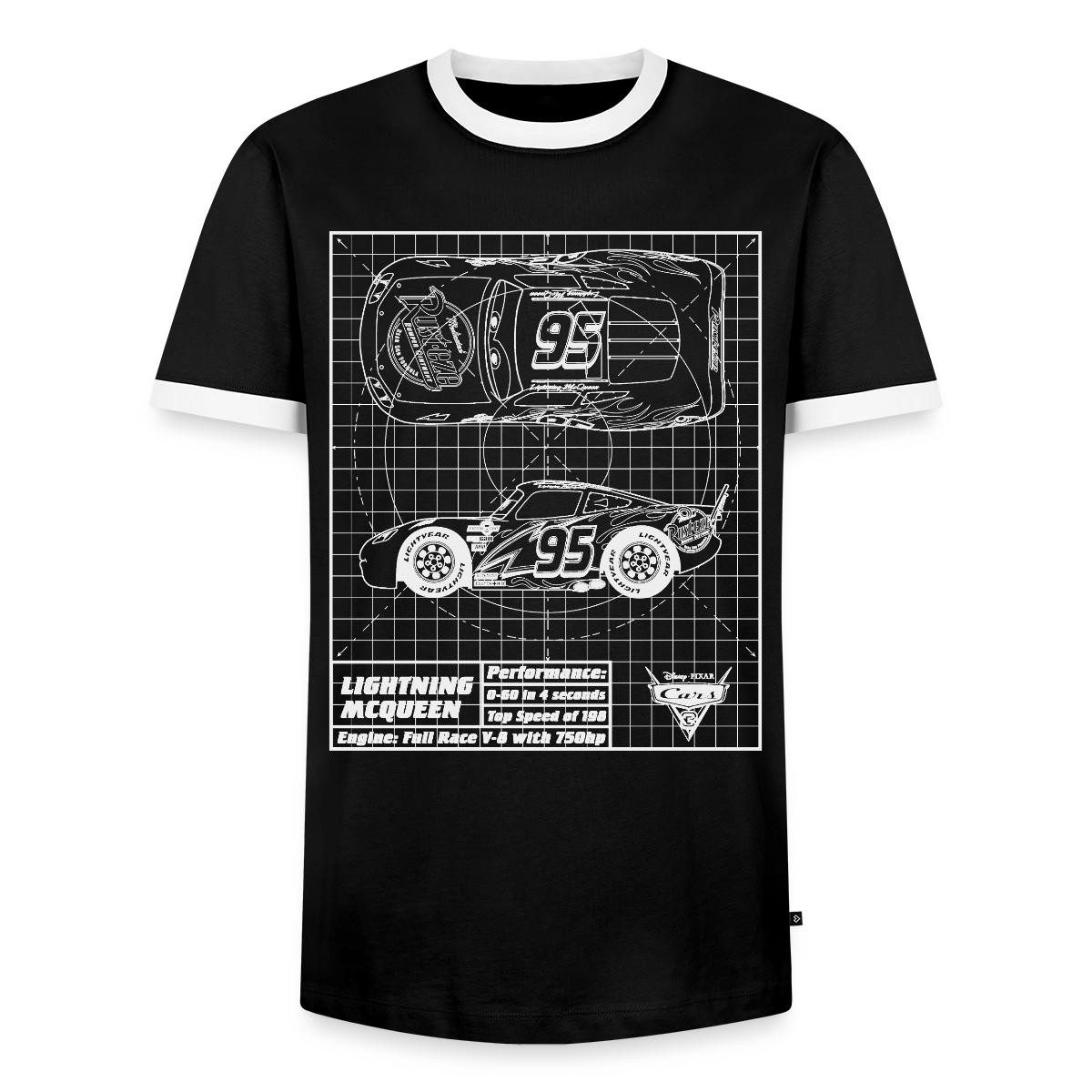 Spreadshirt T-Shirt Cars Lightning McQueen Blaupause Männer Kontrast T-Shirt (1-tlg) Normaler Schnitt für optimale Passform