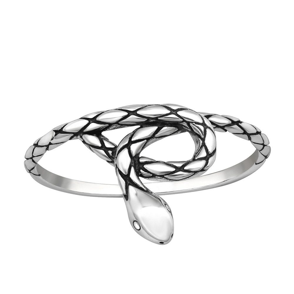 Gothic Snake Ring – Verstellbarer Strass-Schlangenring, Silberfarben, Für Frauen