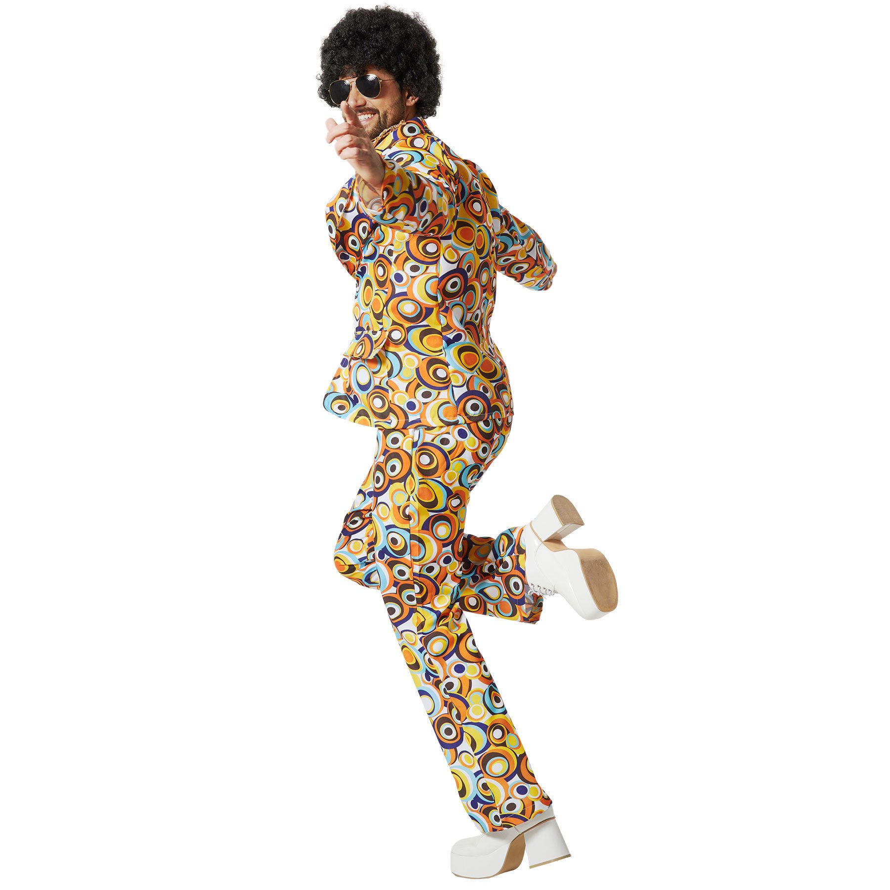 dressforfun Hippie-Kostüm Herrenkostüm, Kreis-Muster in bunten Farben.