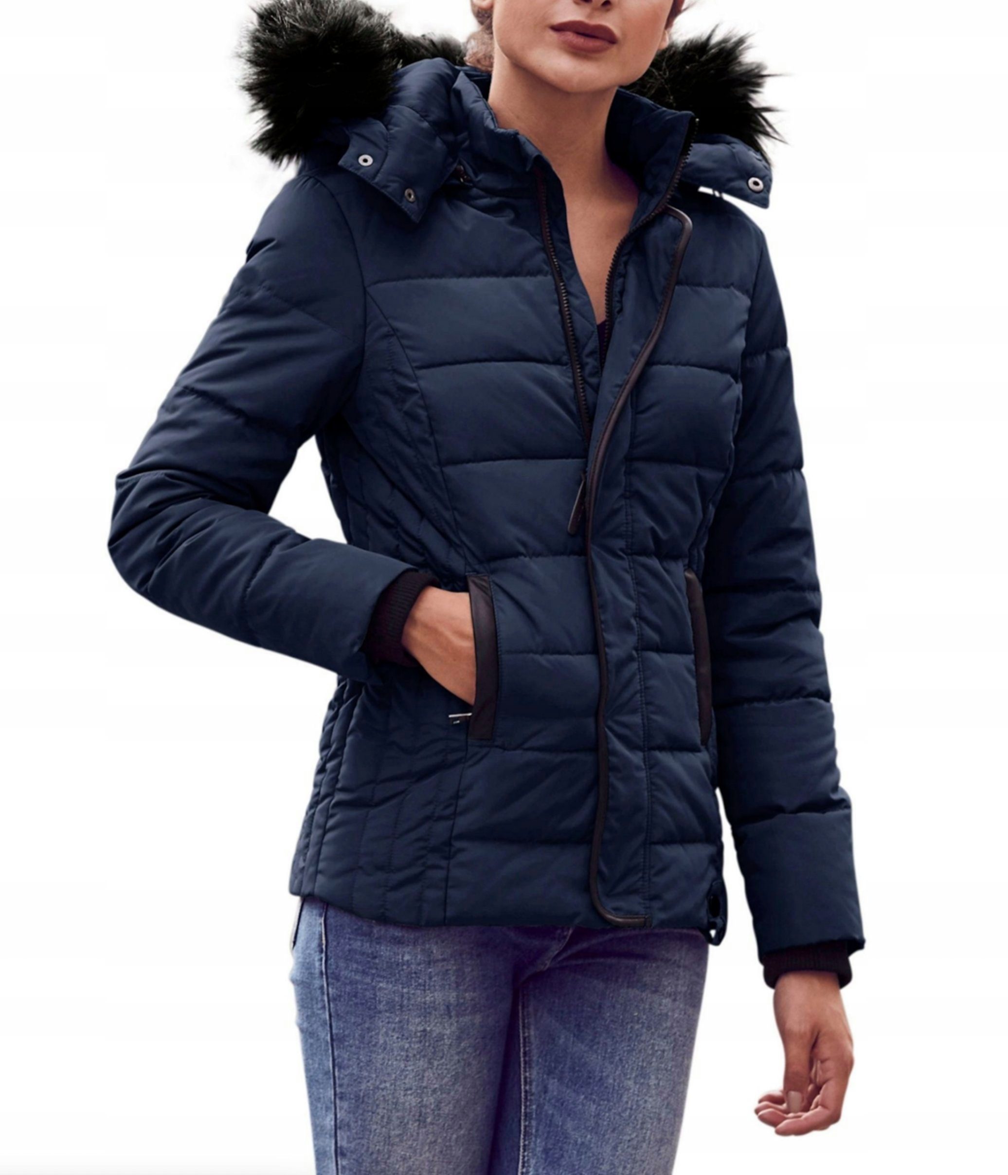 Keskin Collection Parka Qualität Kurz Parka Jacke Herbst Winter Frühling Kapuze mit abn. Fell mit abnehmbarer Kapuze