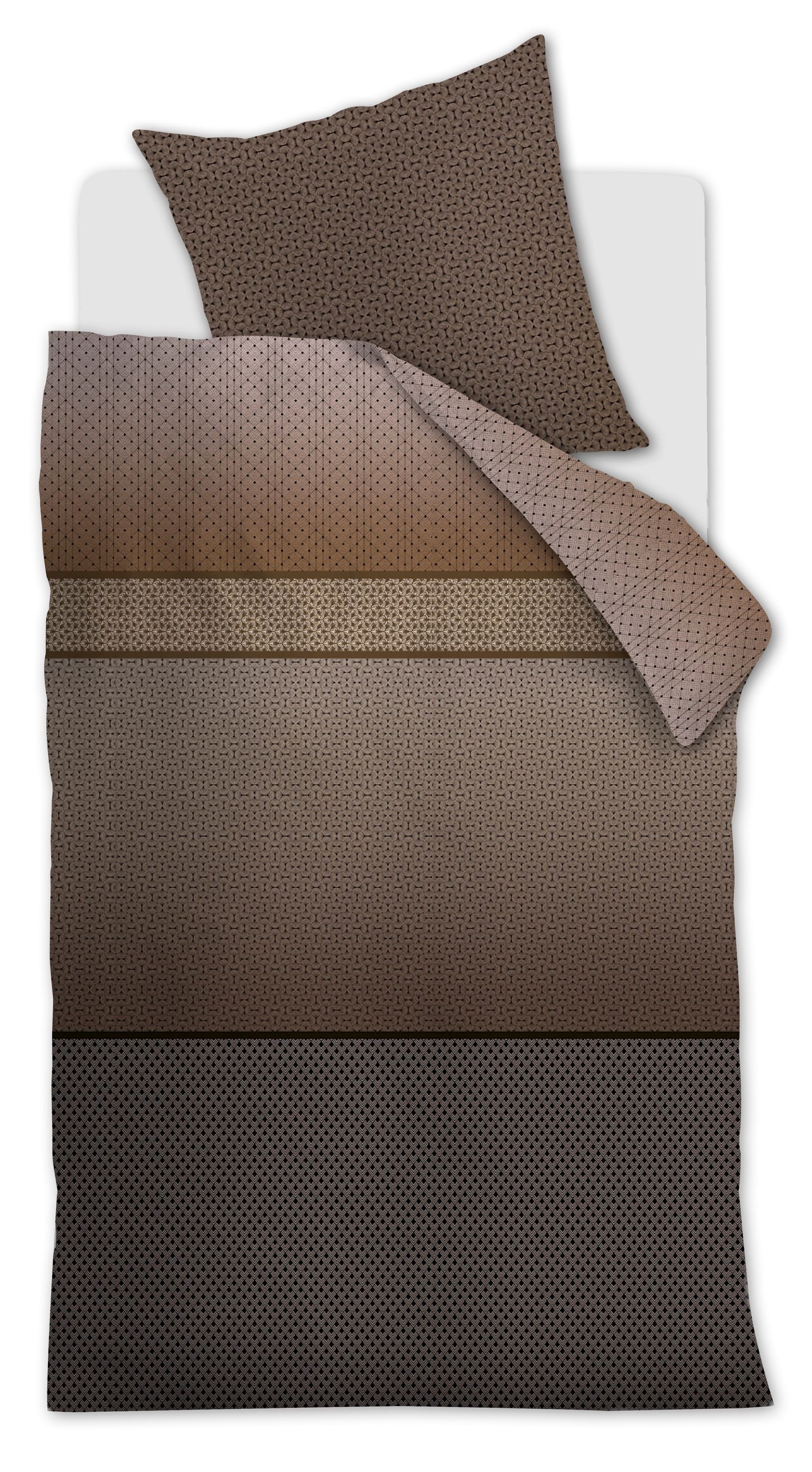 Beddinghouse Bettwäsche Mako-Satin, Mako-Satin, edler Glanz, braun gemustert