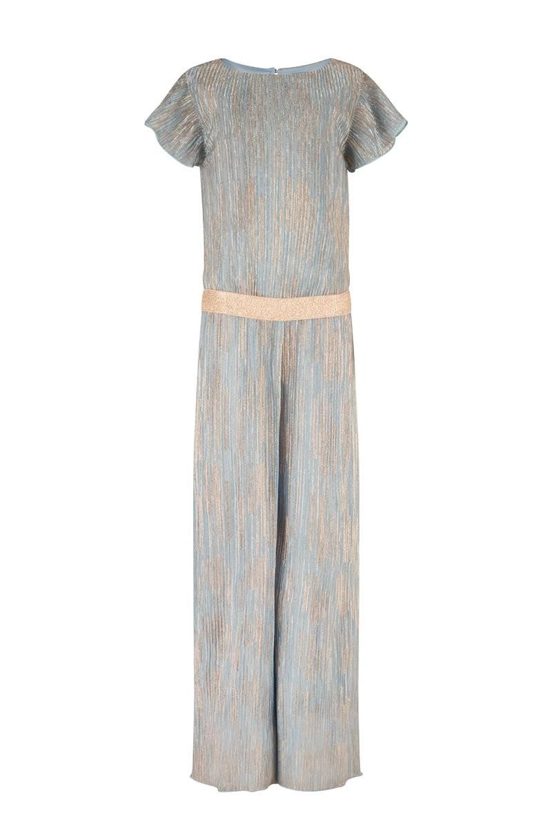 happy girls Jumpsuit Jumpsuit hellblau gold pilssiert (1-tlg) goldfarbene Details