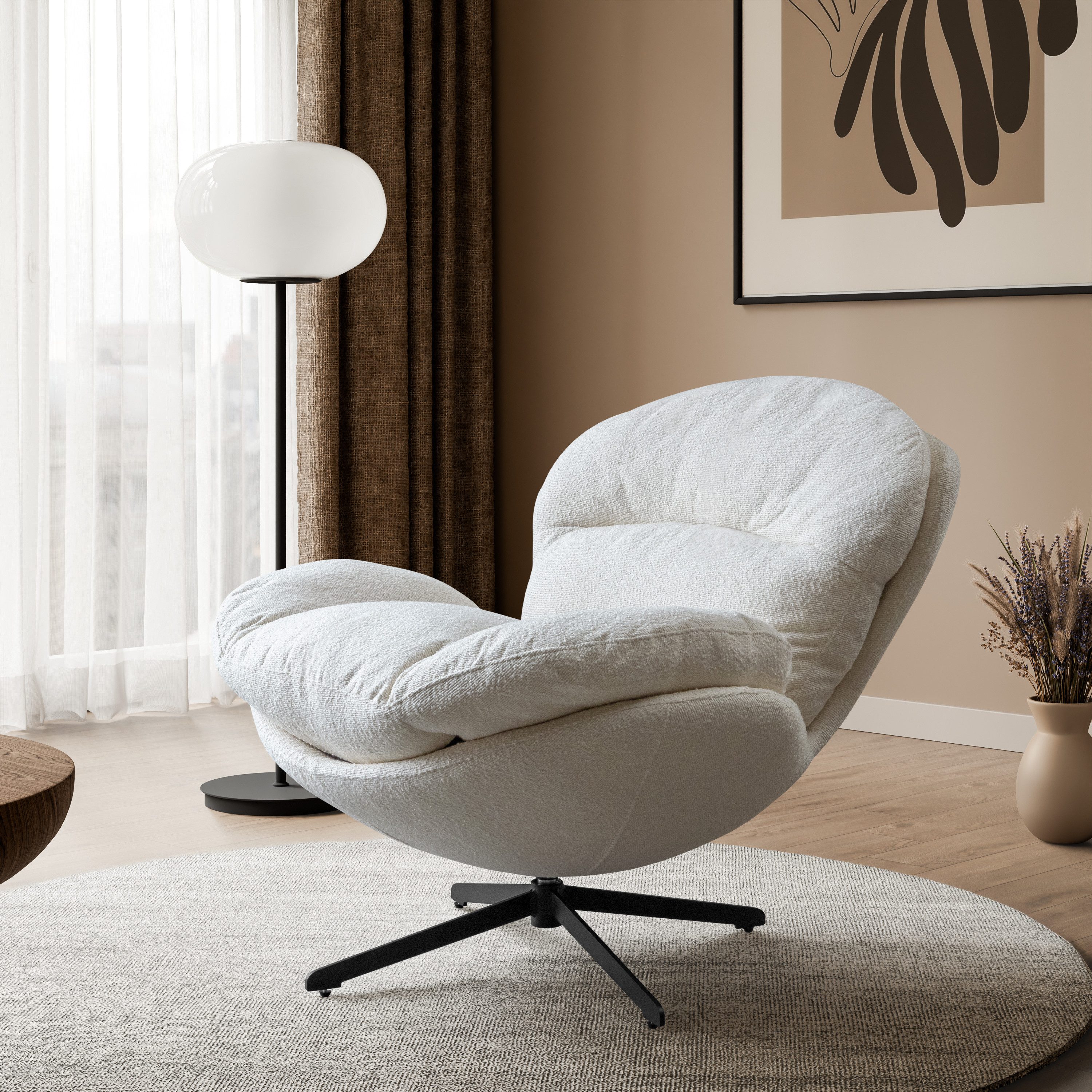 Lookway Drehsessel COCO 360° – Drehbarer Polstersessel für Wohnzimmer & Büro, Breite: 100 cm