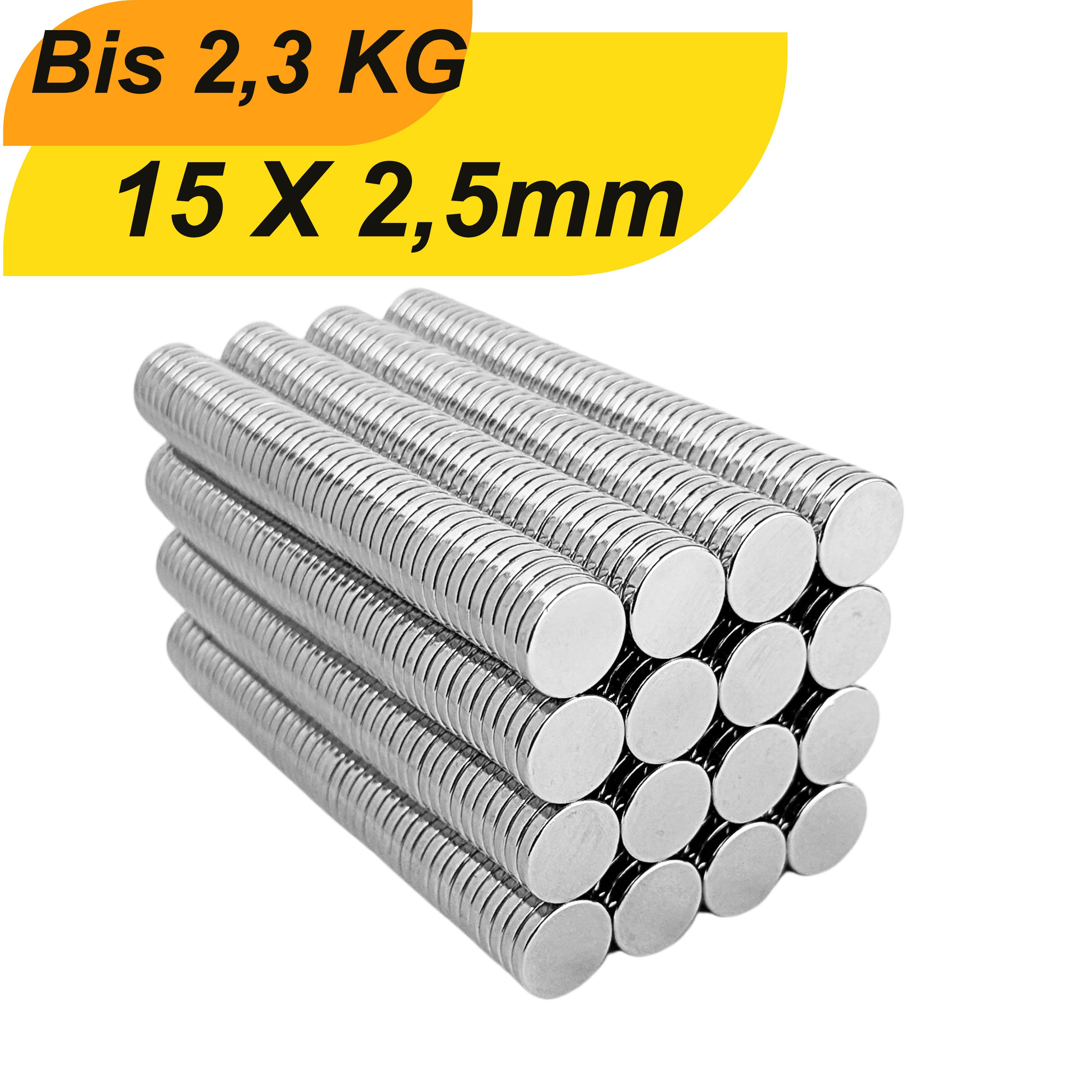 Magnet Neodym Magnet 15 x 2,5 mm Supermagnete hohe Haftkraft Scheibenmagnet