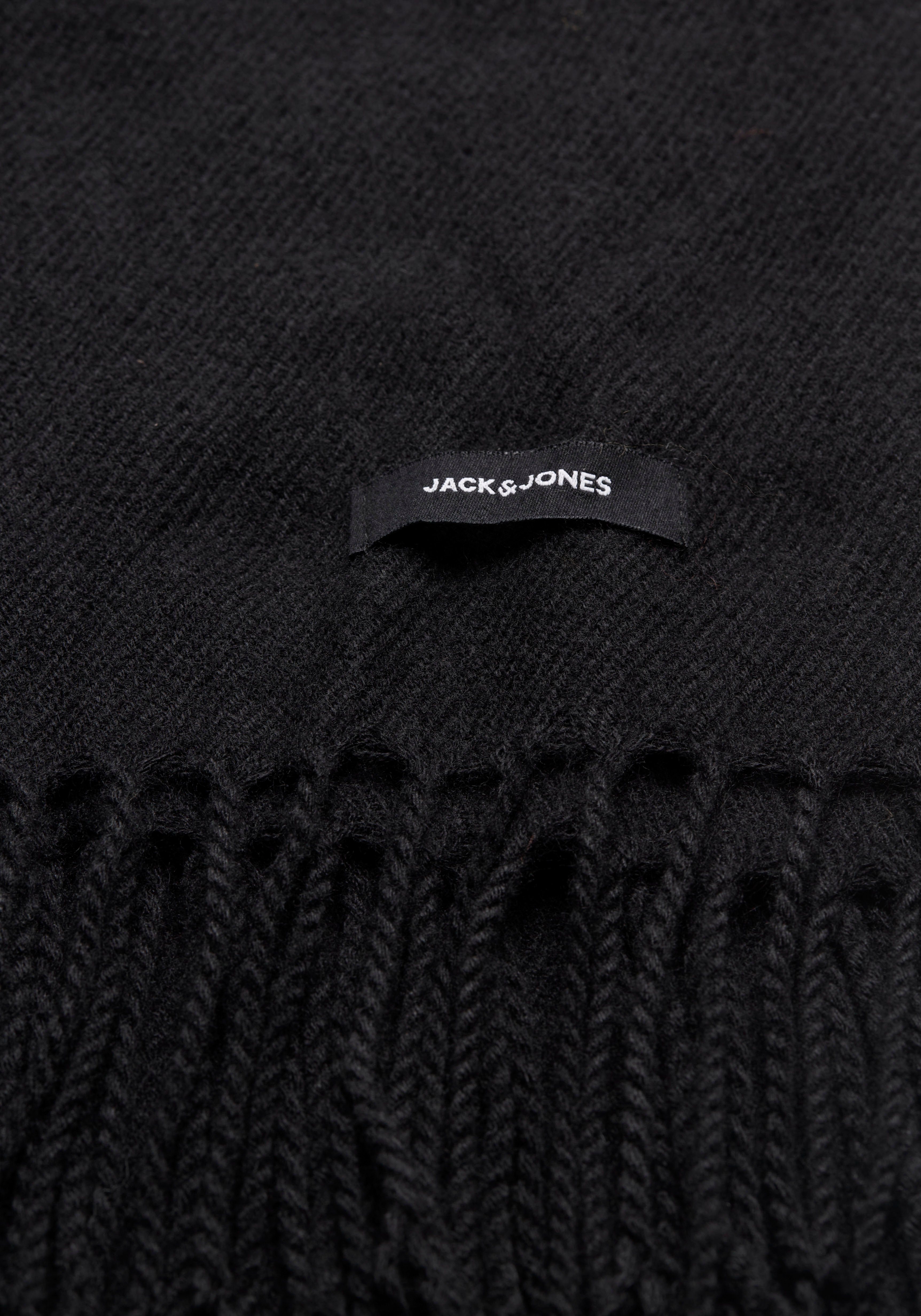 Jack & Jones Strickschal JACSOLID WOVEN SCARF NOOS, Kunstfaser, mit Fransen – Bild 4 von 5