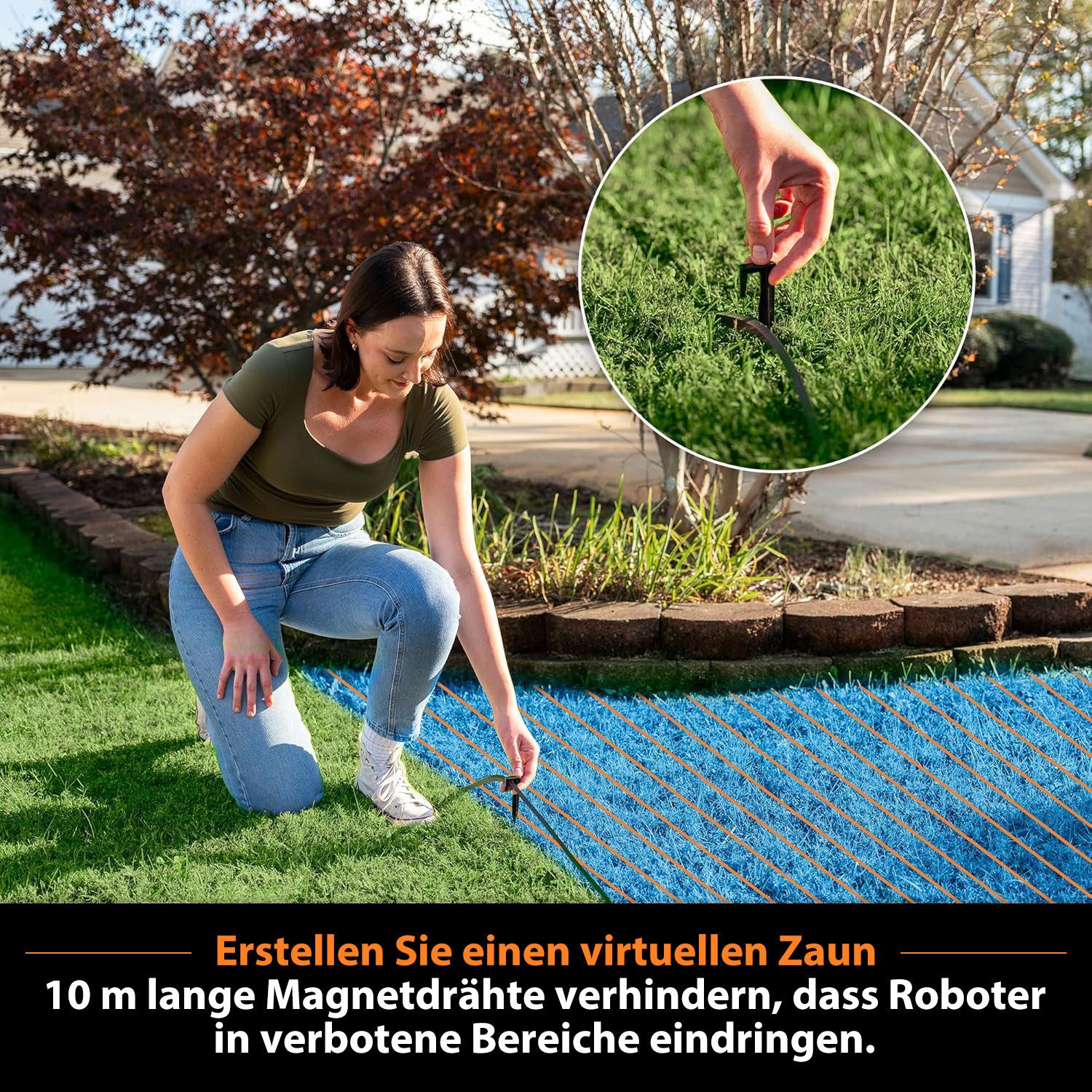 Lawnmaster robotic lawnmower without boundary wire, with 2Ah battery, for lawns up to 500 m², WiFi & Bluetooth app, automatic charging station, no-go zone function