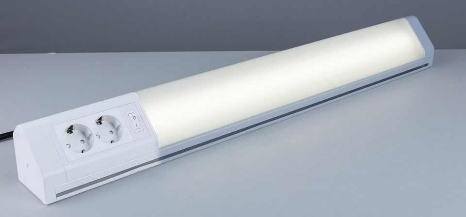 HEITRONIC Lichtleiste Bonn, LED fest integriert, Warmweiß, Küchenlampe, Küchenbeleuchtung,+ zwei Steckdosen, integrierter Schalter, Möbelleuchte,  sehr hell mit 1900 lm Lichtstrom