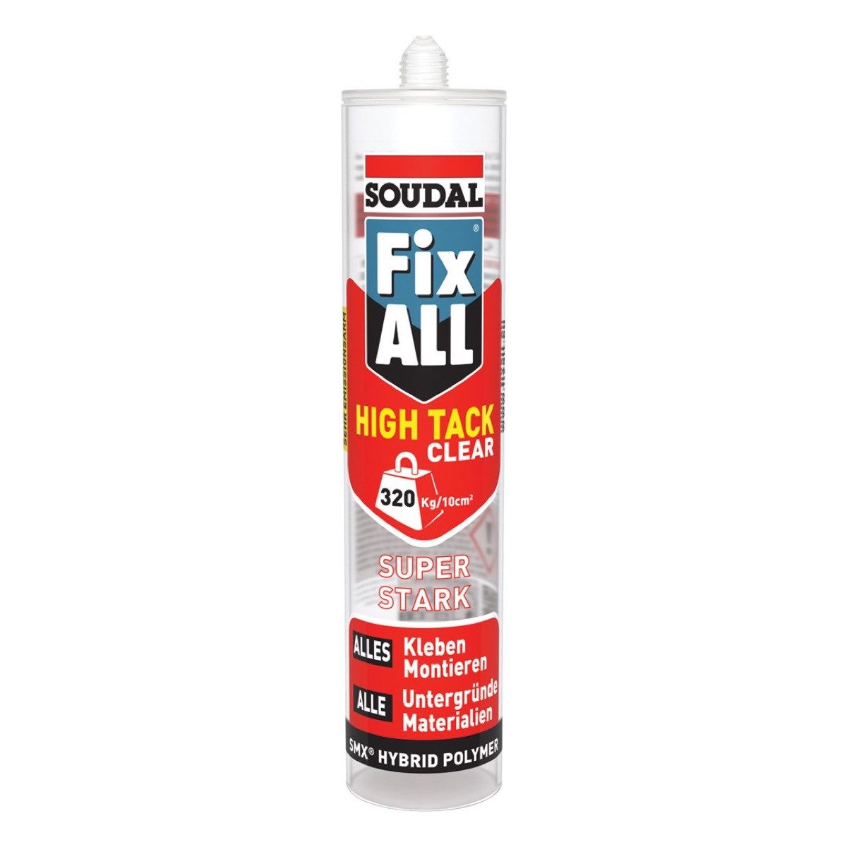 SOUDAL Montagekleber Fix ALL High Tack Hybrid Montagekleber Kleb- und Dichtstoff, Starker Universalkleber für Innen & Außen in Transparent