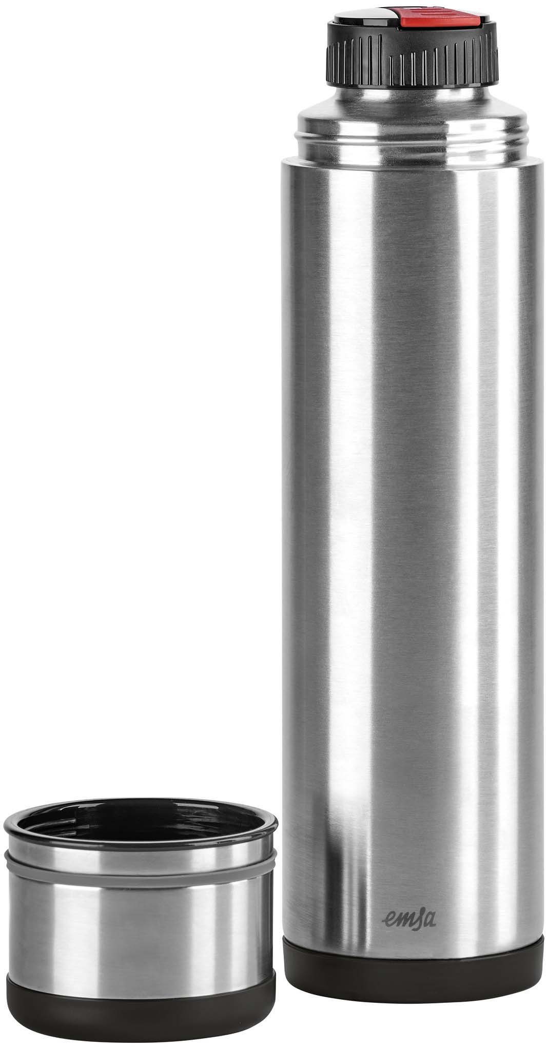 Emsa Isolierflasche Mobilty, Edelstahl schwarz, SAFE LOC-Verschluss, 100% dicht, 12h heiß/24h kalt
