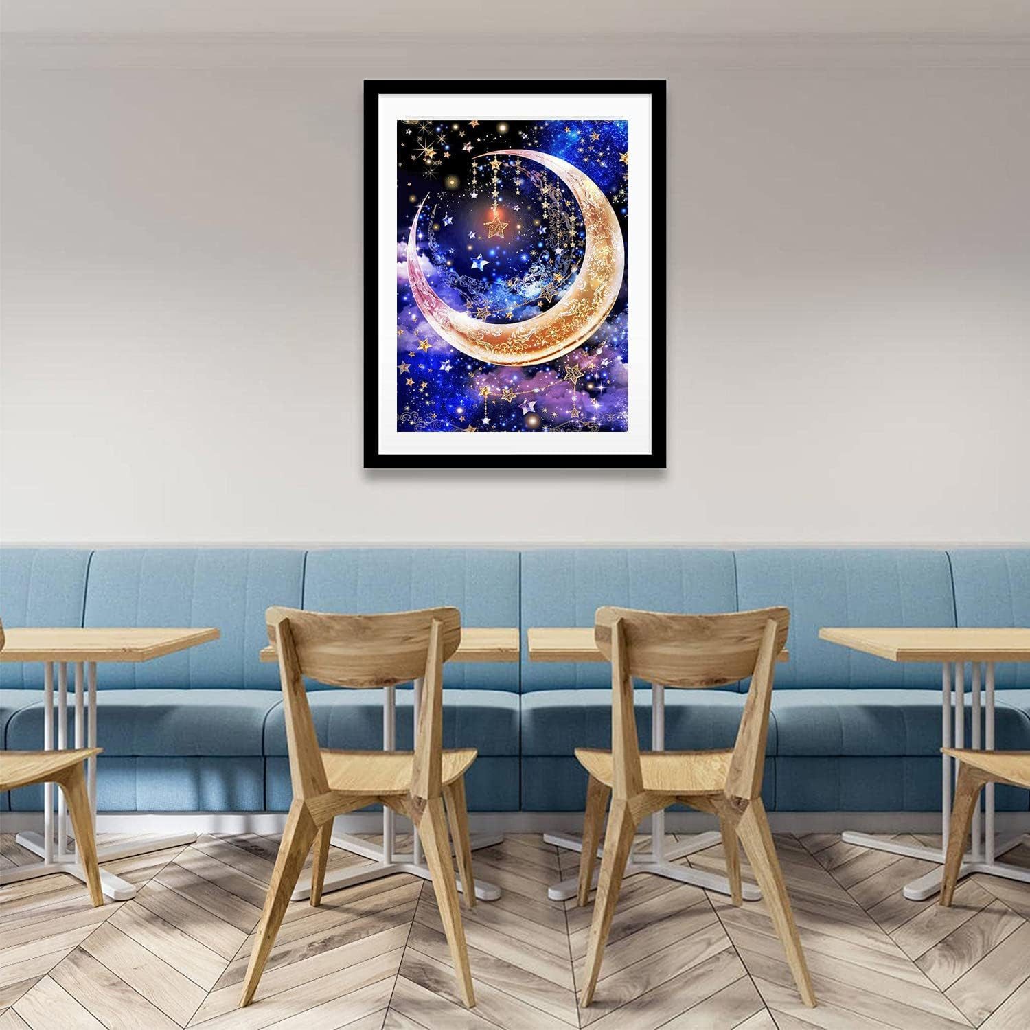 LA CUTE Malen nach Zahlen 5D Diamant Painting Funkelnder Mond Set für kreative DIY-Dekoration. (DIY Diamant Painting Set für kreative Bastelprojekte., Inklusive HD-Leinwand (40x30 cm), runden Diamanten, Klebestift), Hohe Haftung, langlebig, brilliante Diamanten, stressabbauend.