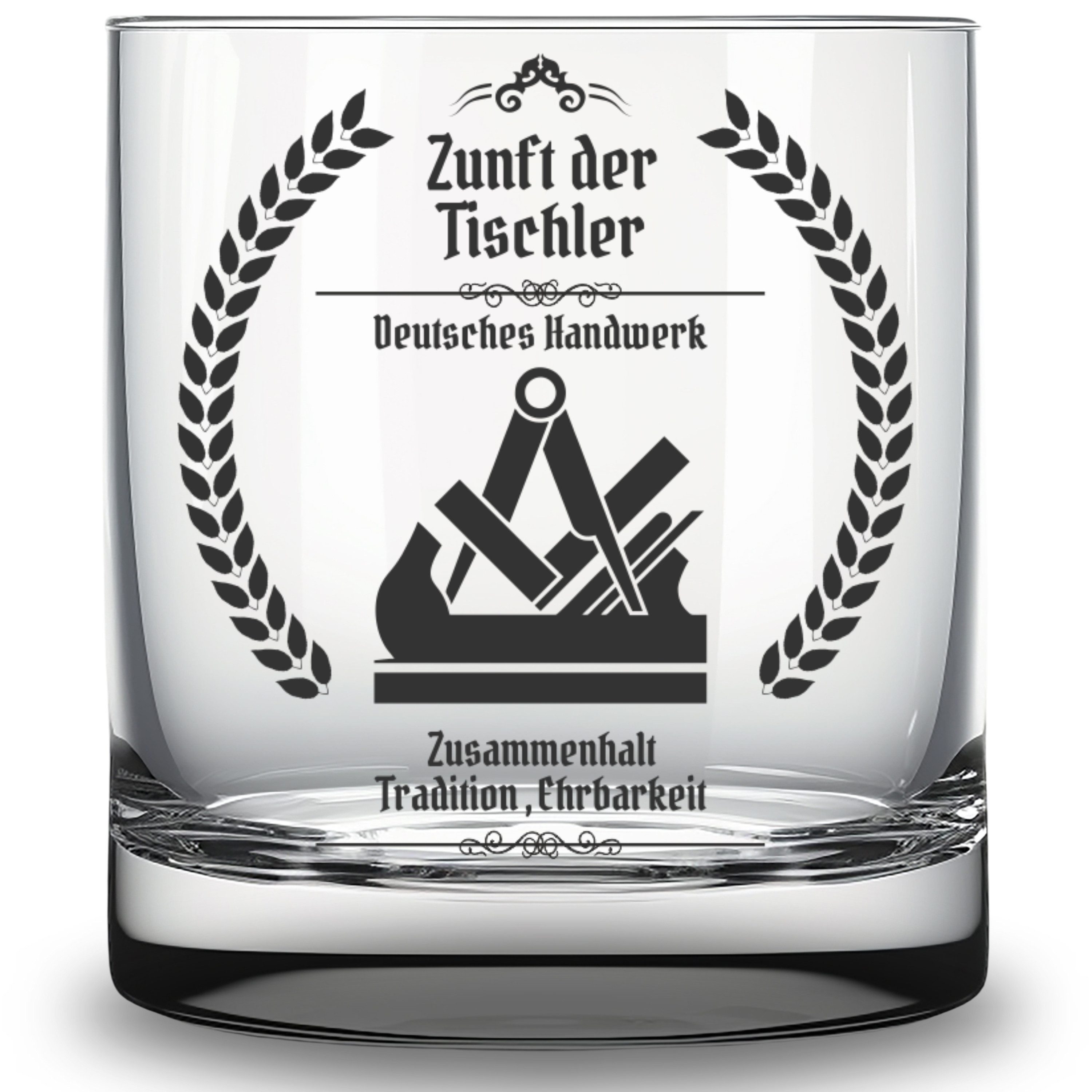 Whiskyglas Glas mit Gravur Zunftzeichen Tischler Geschenk Schreiner Zunft Zünfte