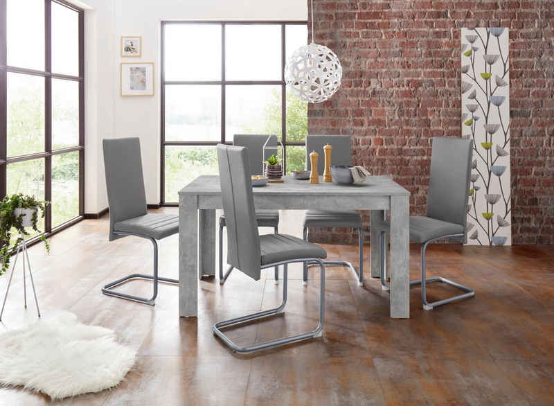 Homexperts Essgruppe Nitro, (Set, 7-tlg), Tisch - Breite 140 cm + 6 Stühle
