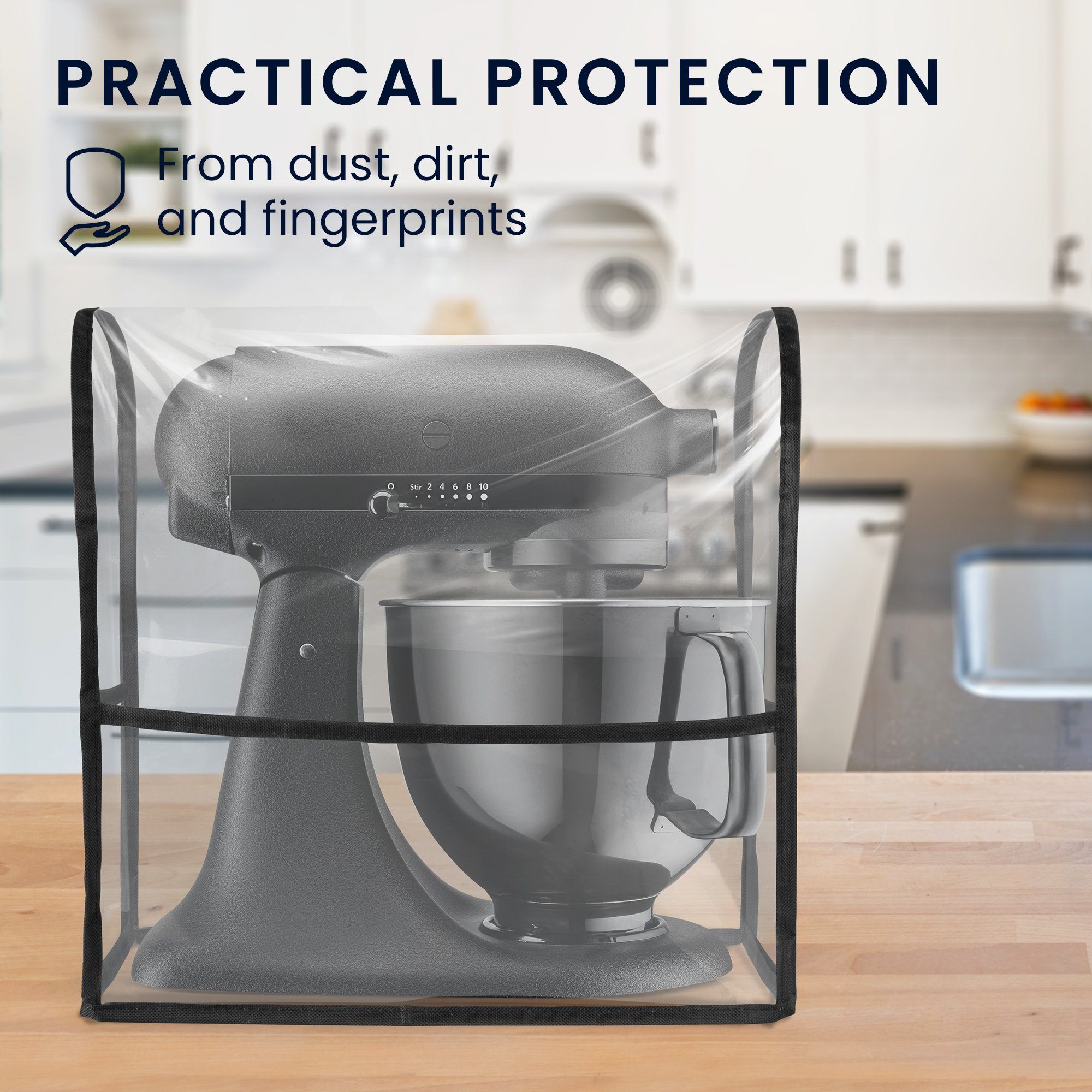 kwmobile Abdeckhaube TPU Hülle transparent für KitchenAid 4,3-4,8 liter, mit 3 Fächern - Küchenmaschine Staubschutz Abdeckhaube