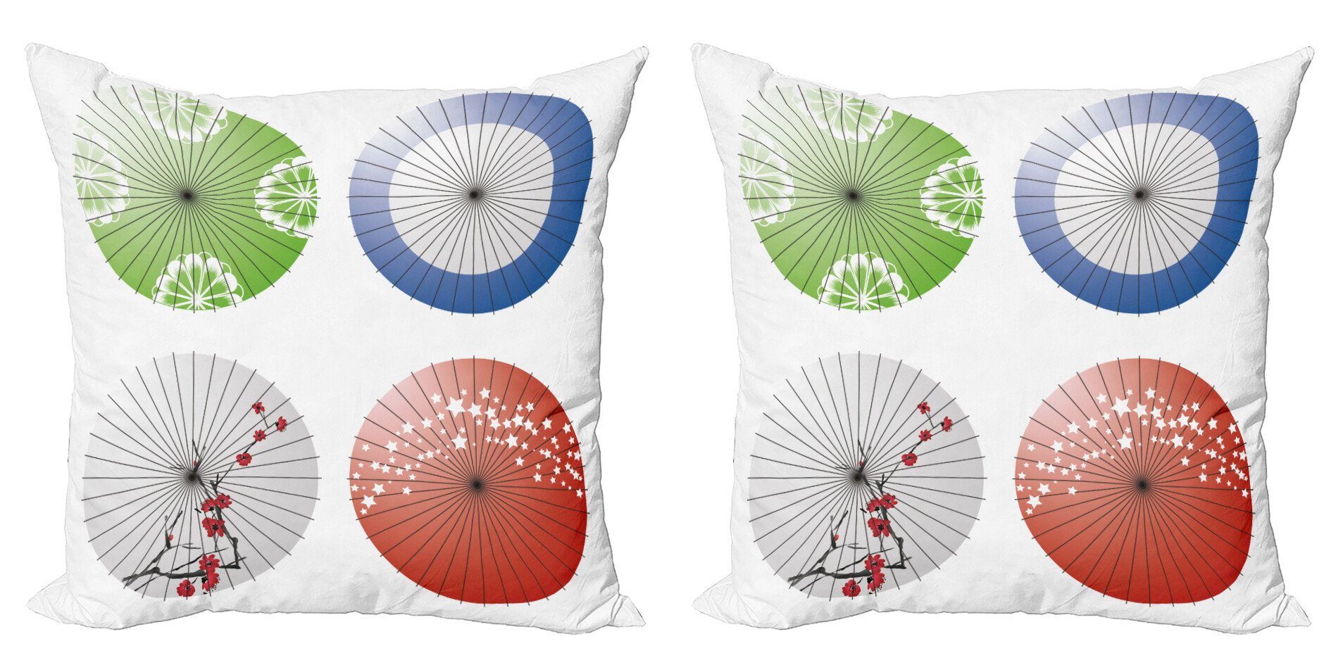 Kissenbezüge Modern Accent Doppelseitiger Digitaldruck, Abakuhaus (2 Stück), Stoff Blumen über Regenschirme