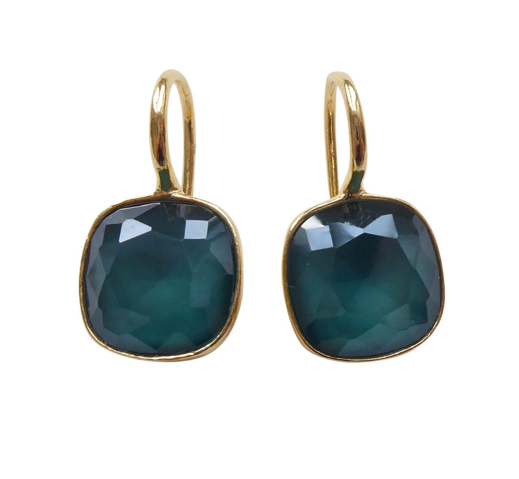 Paar Ohrhänger Rita petrol gold-platt. elegant klassisch Geschenk