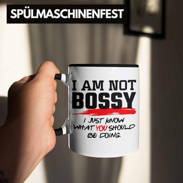 Trendation Tasse Lustiges Geschenk für Chefin Chef: Tasse mit Spruch Im Not Bossy