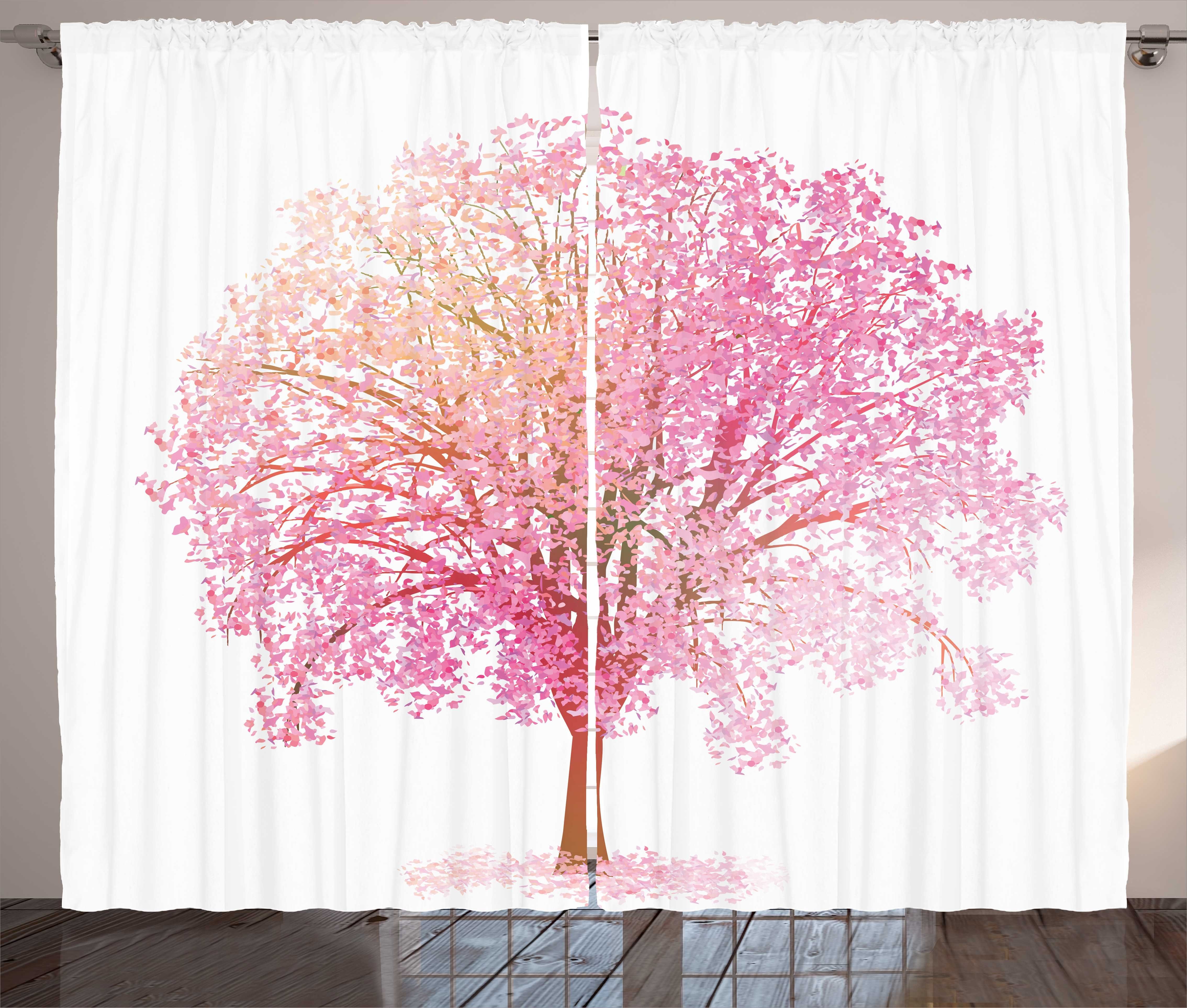 Kirschblüten-Muster Schlaufen und Abakuhaus, Gardine Schlafzimmer mit Kräuselband Vorhang Haken, Baum