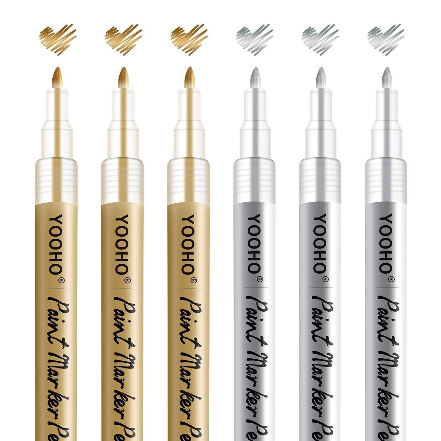LuxusKollektion Lackmarker Acrylstifte Metallic 6er Set 0.7mm Spitze