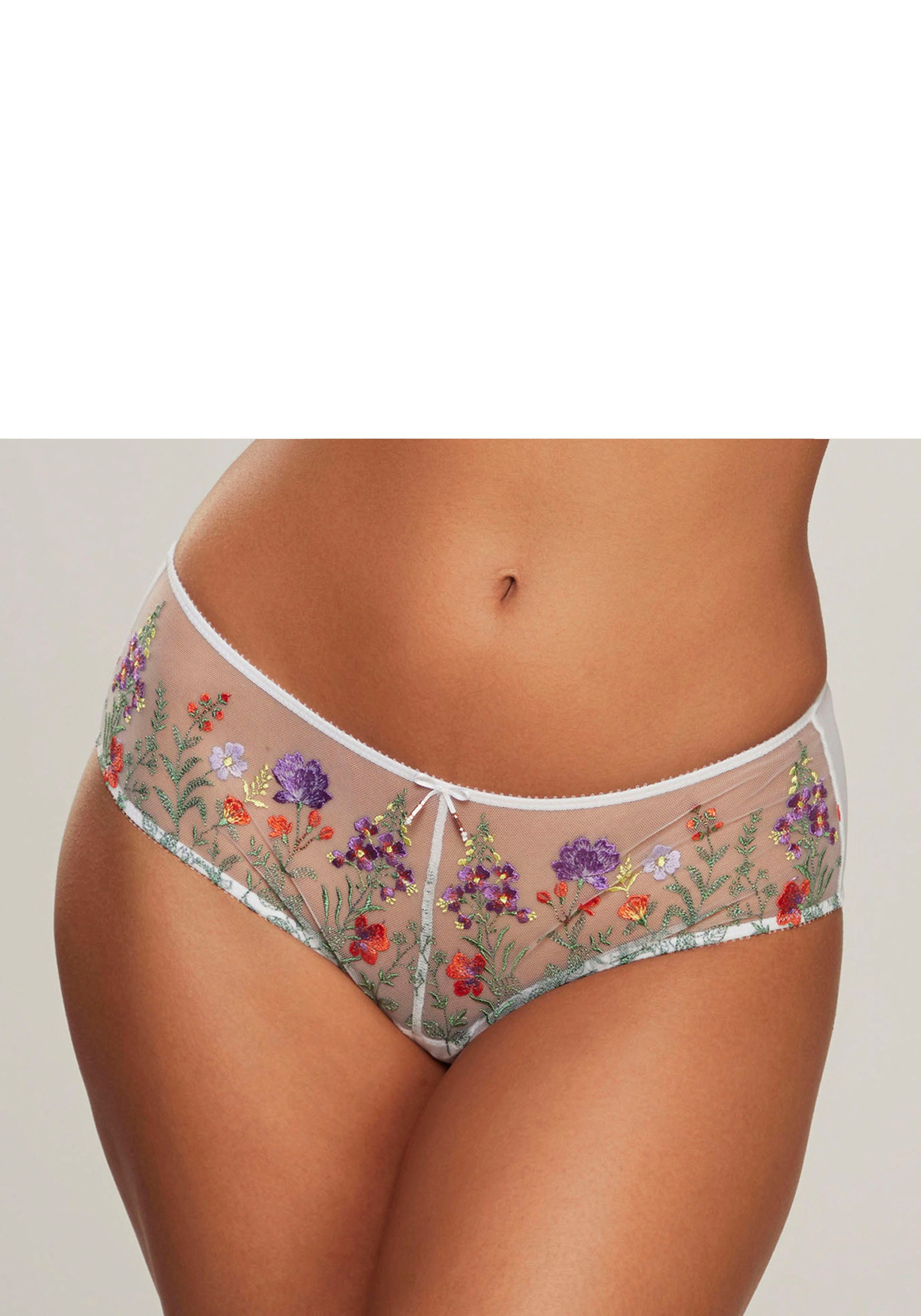LASCANA Stringpanty Maria mit bunten Blumen aus Stickereispitze günstig online kaufen