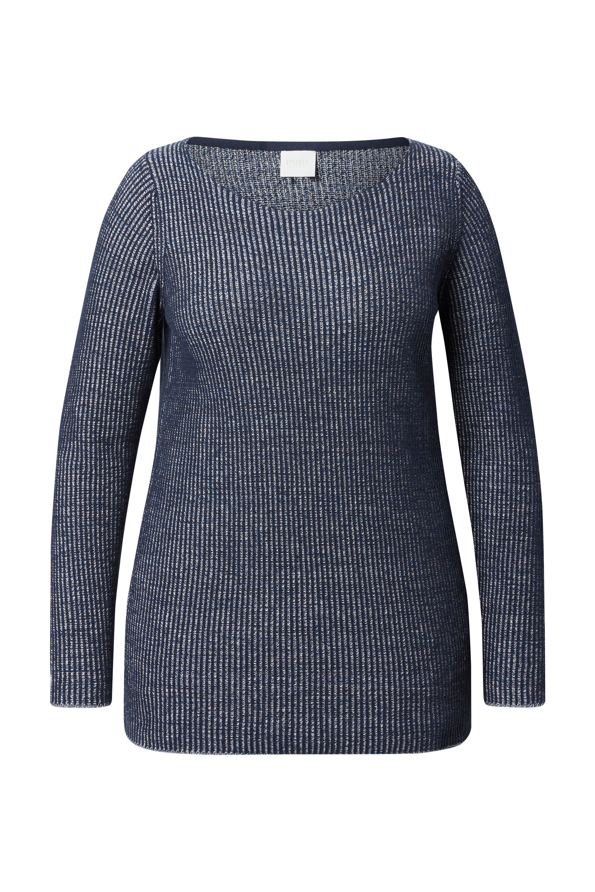 Ulla Popken Strickpullover Pullover U-Boot-Ausschnitt Langarm Biobaumwolle günstig online kaufen