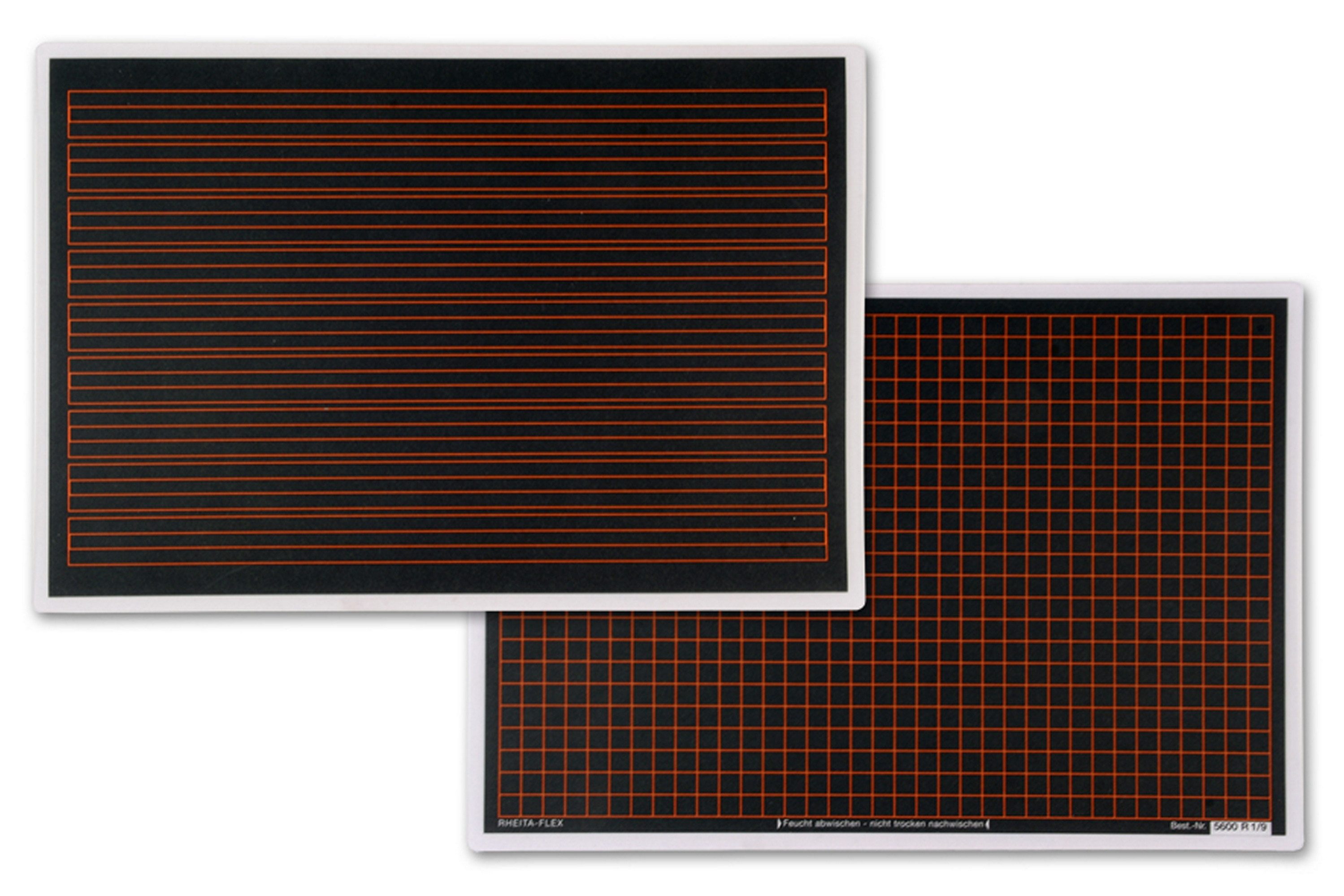 Tafel Schultafel aus Kunststoff Lineatur R 1/9 kariert und liniert 18x26cm