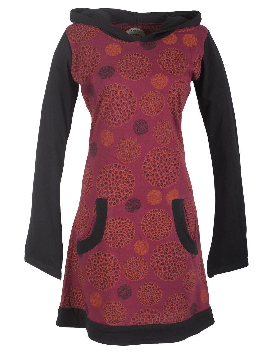 Jerseykleid Langarm Baumwollkleid mit Zipfelkapuze und Taschen