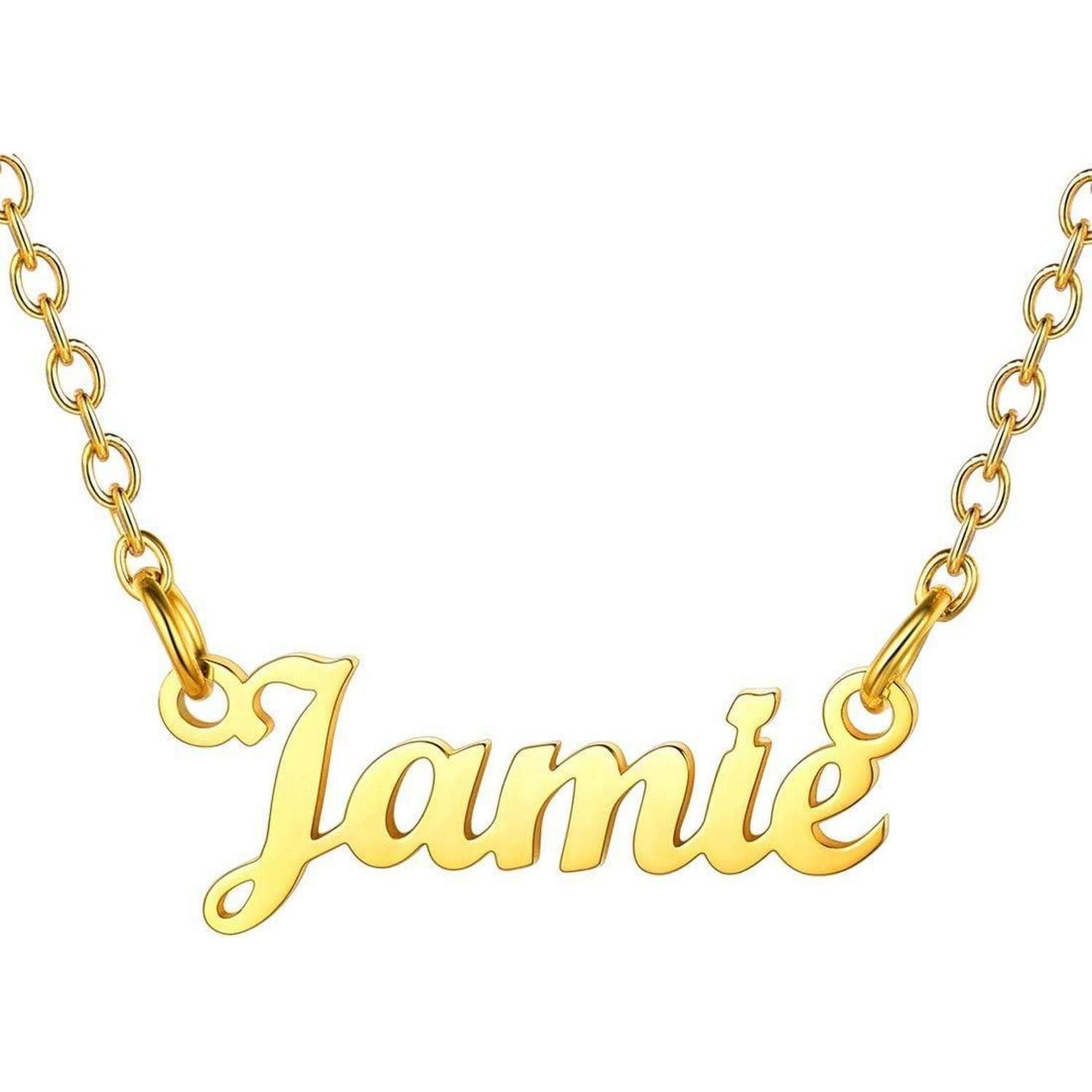 LuxusKollektion Namenskette Namenskette Damen Edelstahl vergoldet 45 5cm Jamie-18k vergoldet