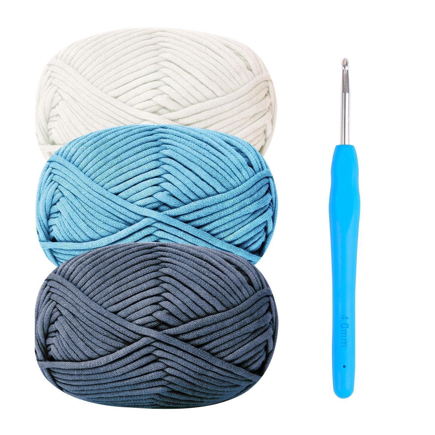 LuxusKollektion Häkelgarn Set Baumwolle 3x50g inkl. Nadel 4mm Häkelwolle, (1-St)