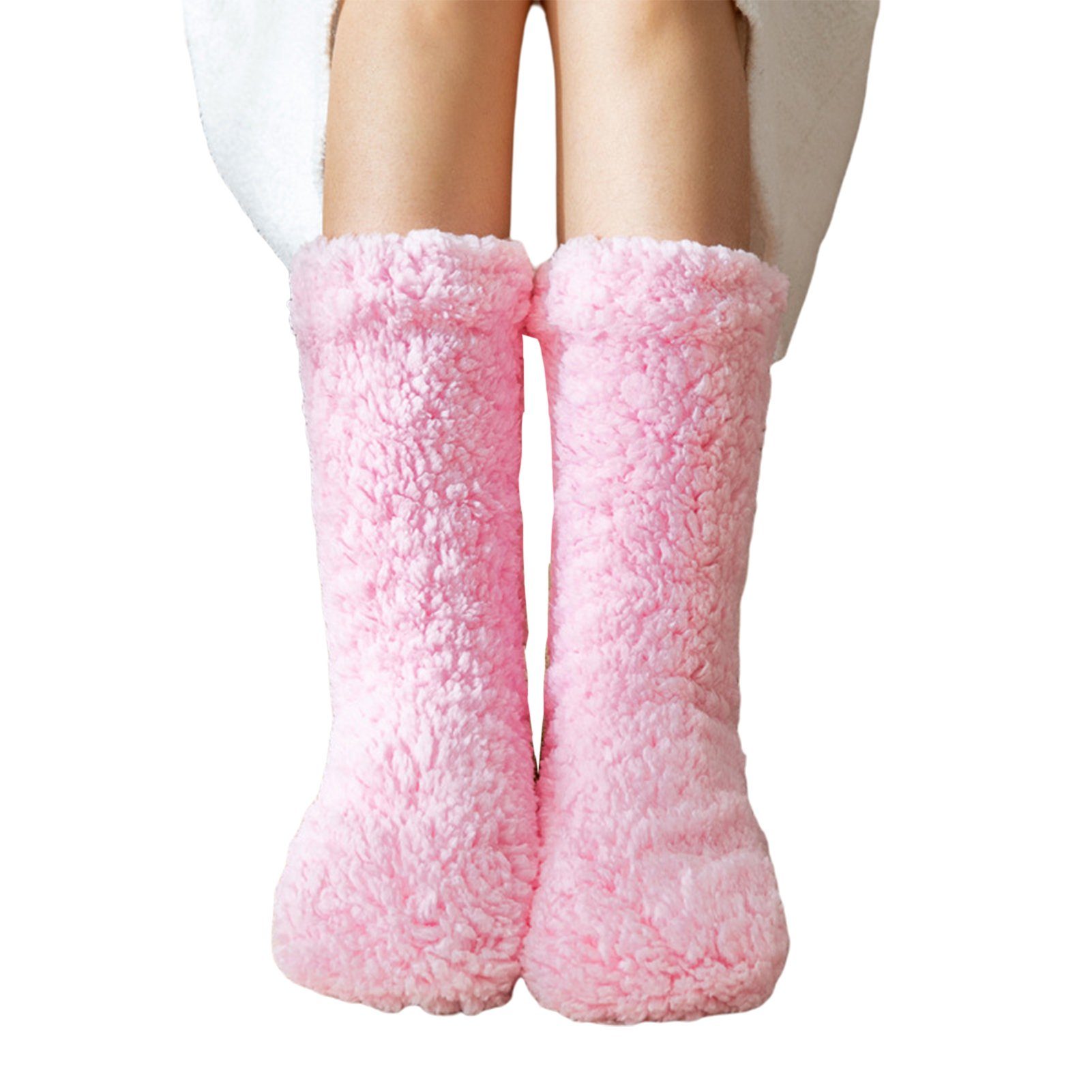 Blusmart Langsocken Winter-Bodensocken, Verdickte Warme Socken, Bequeme Thermosocken Für doppelseitiger Samt rosa